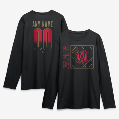 Atlanta United FC  Home Field Pop Personalized Name & Number Long Sleeve T-Shirt - Black
