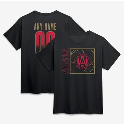 Atlanta United FC  Home Field Pop Personalized Name & Number T-Shirt - Black