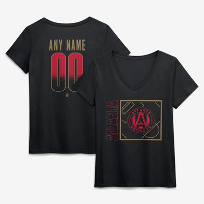 Atlanta United FC Women's Home Field Pop Personalized Name & Number V-Neck T-Shirt - Black