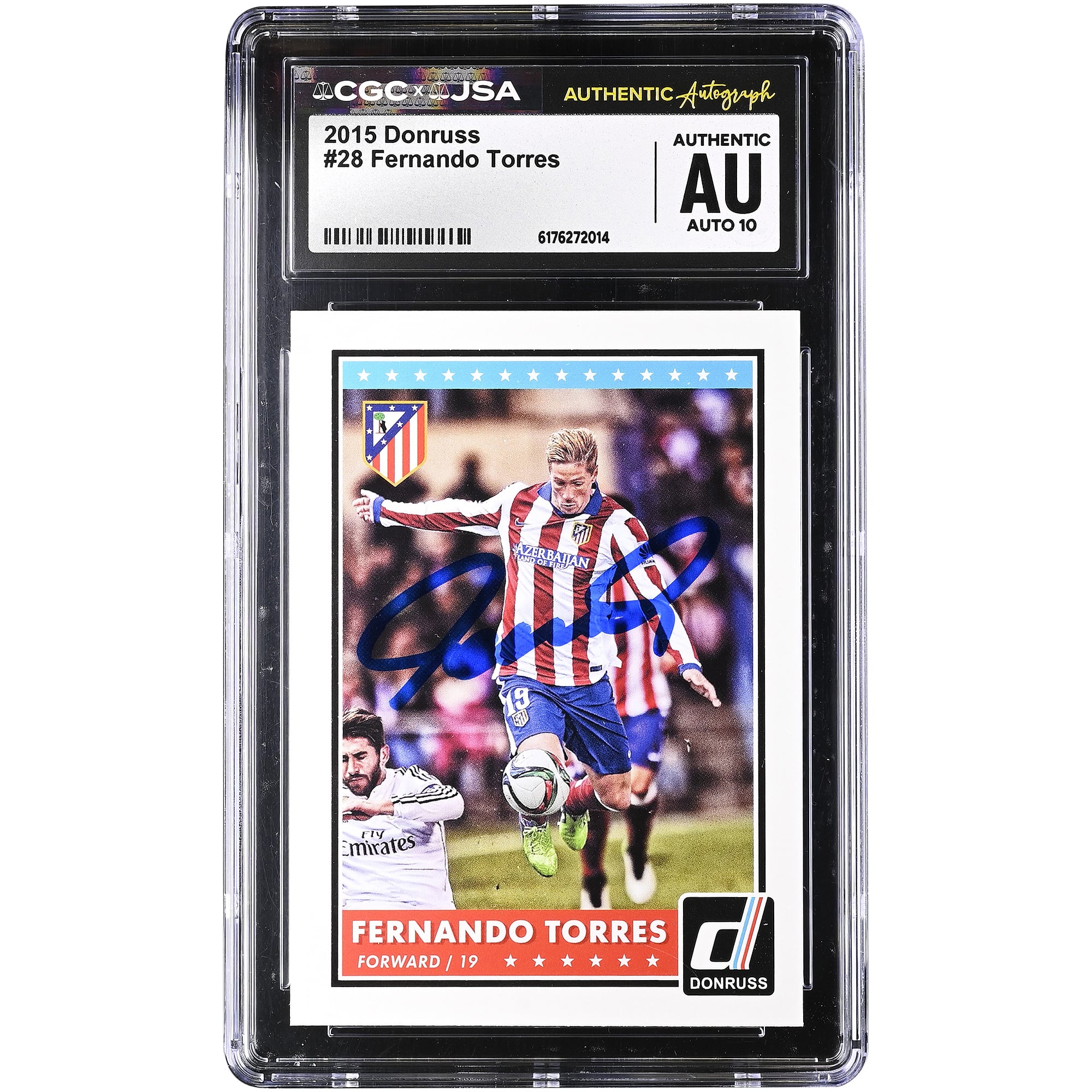 Fernando Torres Atletico de Madrid Autographed 2015 Panini Donruss #28 CGC Authenticated Auto 10 Card