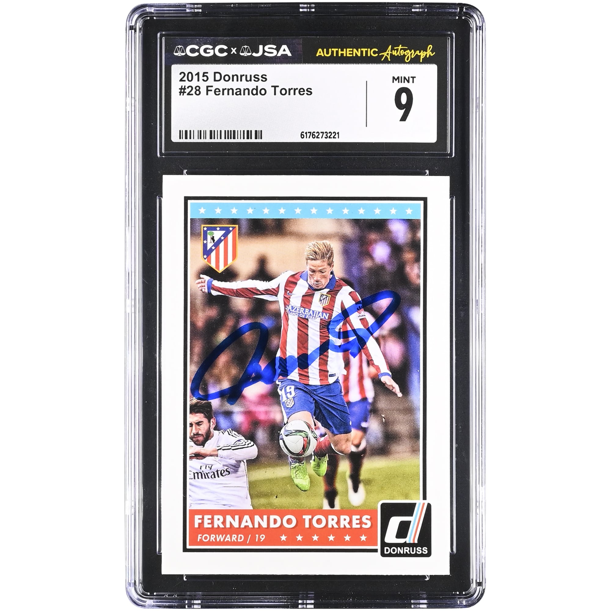 Fernando Torres Atletico de Madrid Autographed 2015 Panini Donruss #28 CGC Authenticated Mint 9 Card