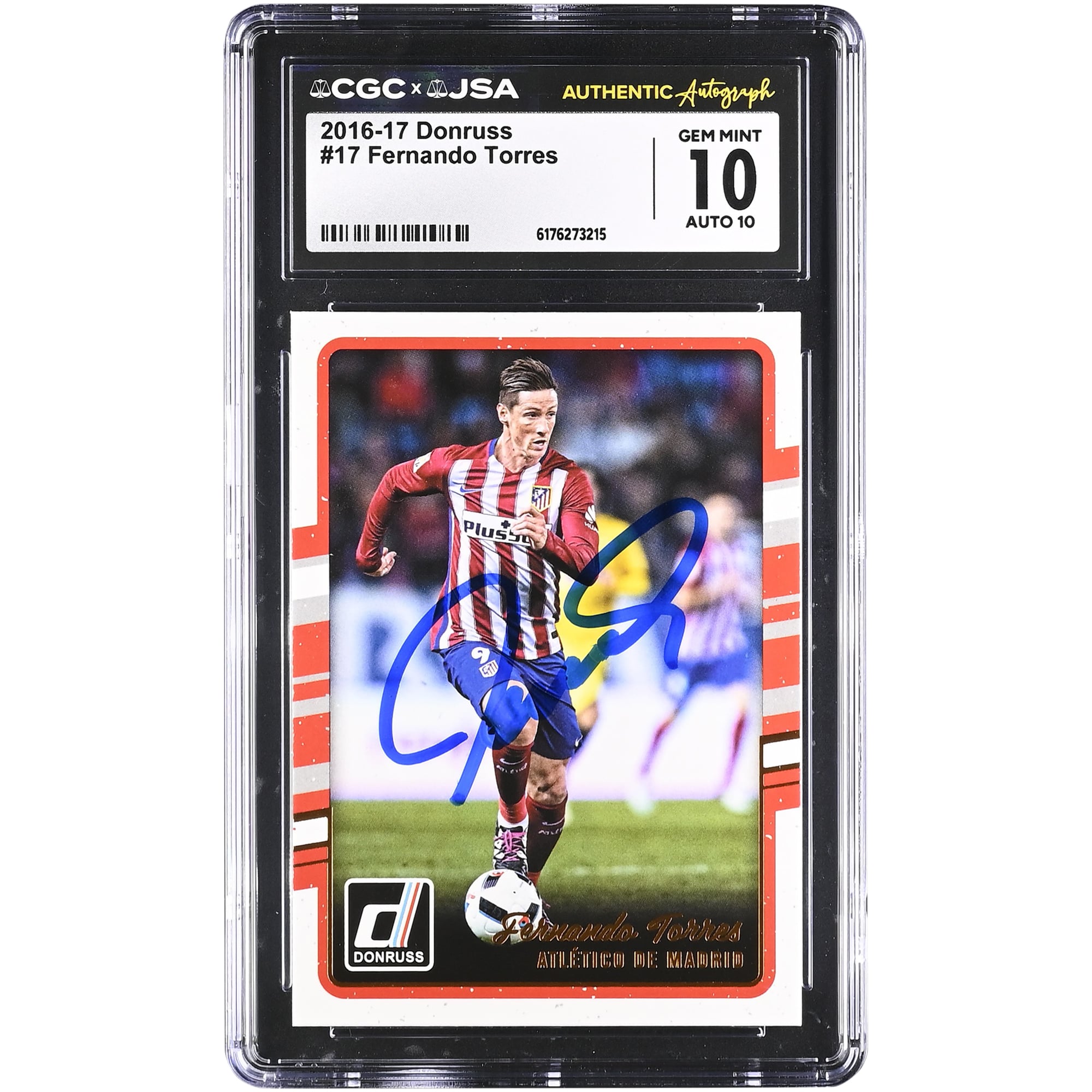 Fernando Torres Atletico de Madrid Autographed 2016-17 Panini Donruss #17 CGC Authenticated 10/10 Card