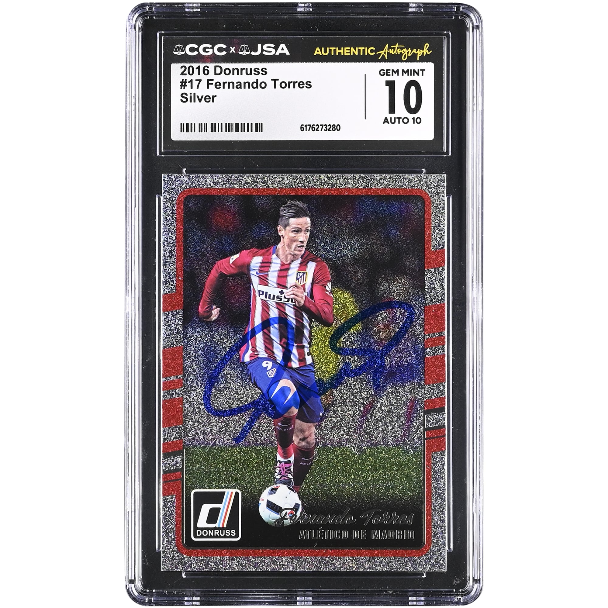 Fernando Torres Atletico de Madrid Autographed 2016 Panini Donruss Silver #17 CGC Authenticated 10/10 Card