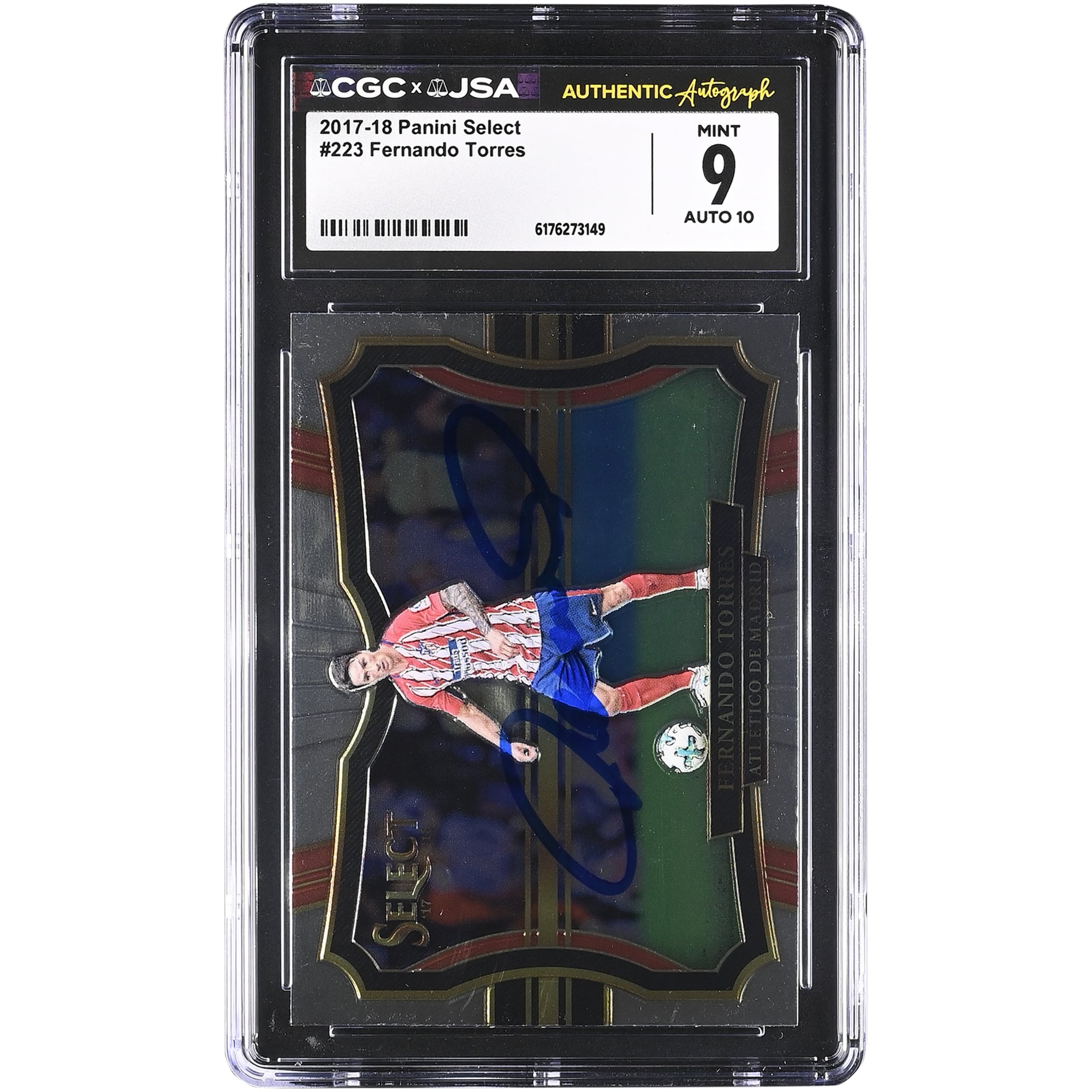 Fernando Torres Atletico de Madrid Autographed 2017-18 Panini Select #223 CGC Authenticated 9/10 Card