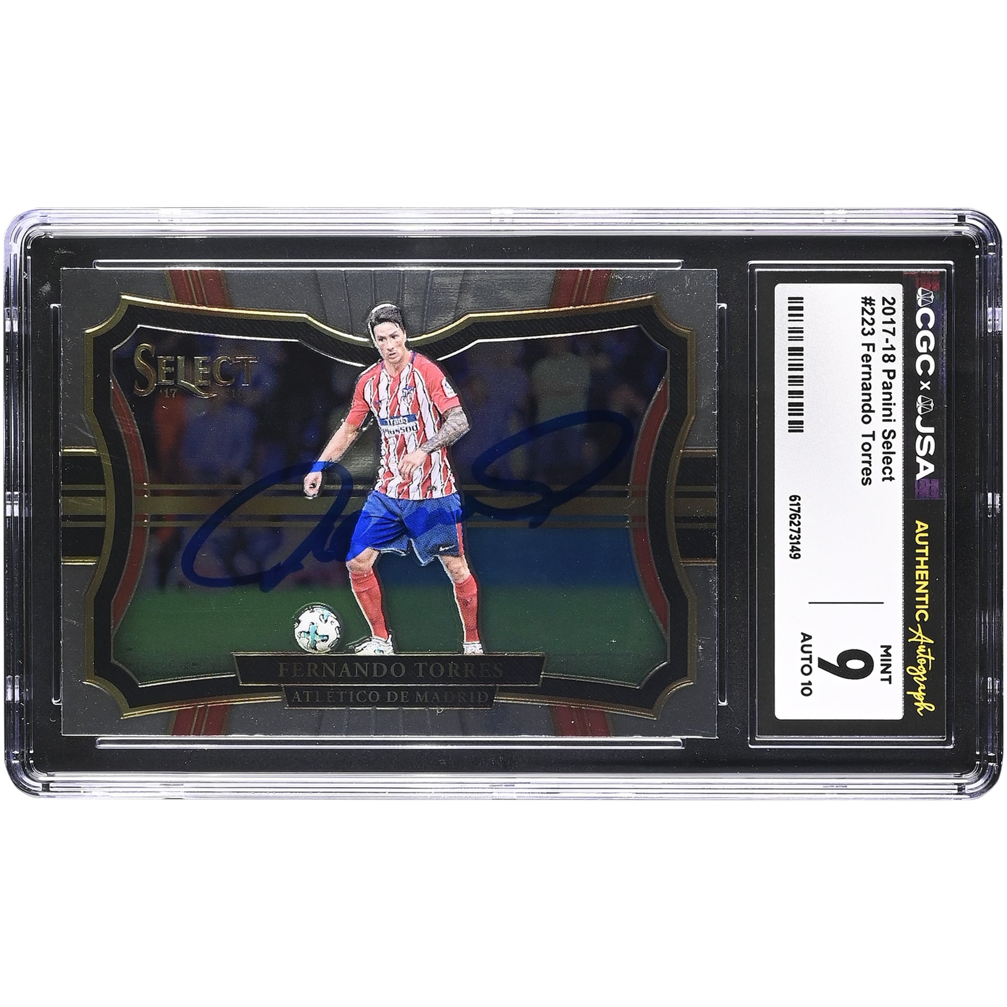 Fernando Torres Atletico de Madrid Autographed 2017-18 Panini Select #223 CGC Authenticated 9/10 Card