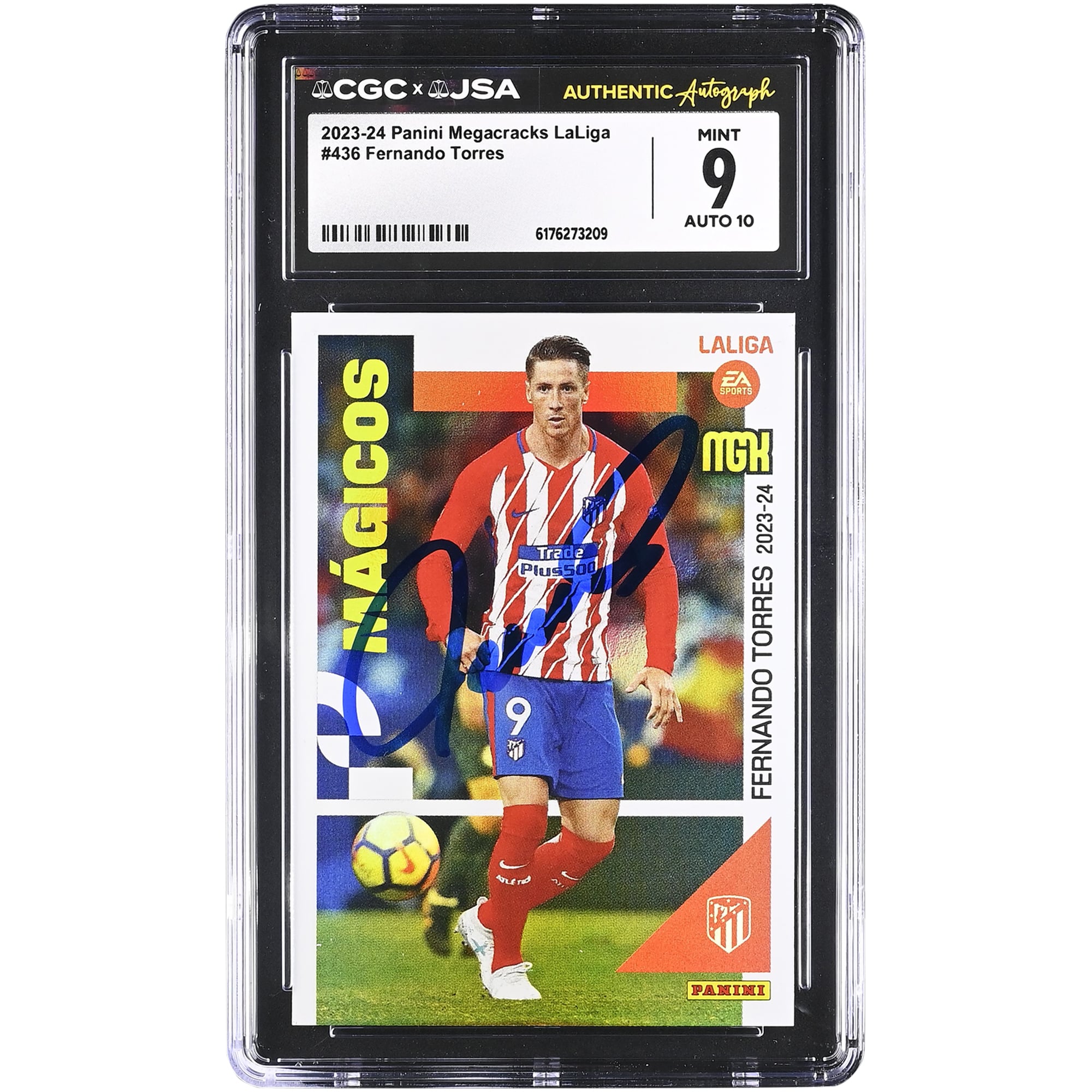 Fernando Torres Atletico de Madrid Autographed 2023-24 Panini Megacracks LaLiga #436 CGC Authenticated 9/10 Card