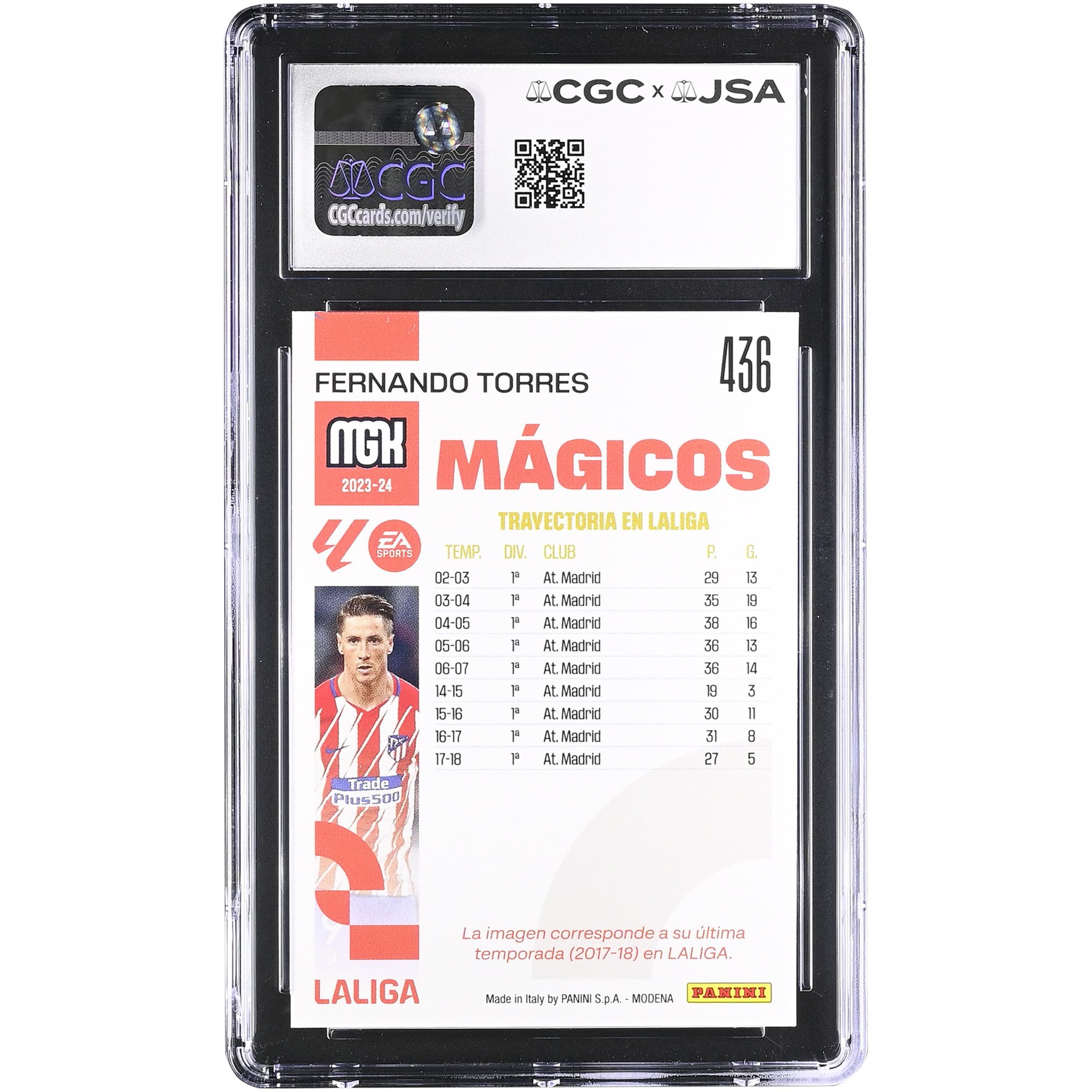 Fernando Torres Atletico de Madrid Autographed 2023-24 Panini Megacracks LaLiga #436 CGC Authenticated 9/10 Card