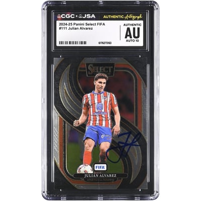 Julián Alvarez Atletico de Madrid Autographed 2024-25 Panini Select FIFA #111 CGC Authenticated Auto 10 Card