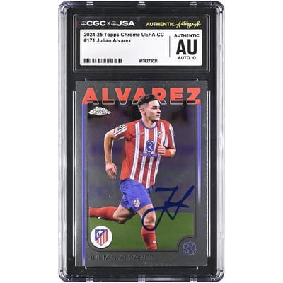 Julián Alvarez Atletico de Madrid Autographed 2024-25 Topps Chrome UEFA CC #171 CGC Authenticated Auto 10 Card
