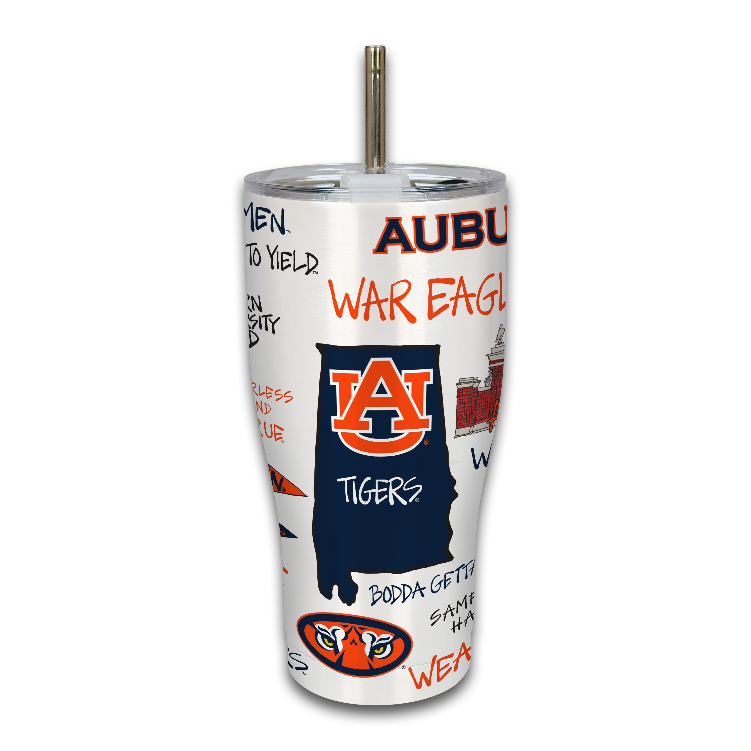 Gobelet isotherme en métal Auburn Tigers de 887 ml (30 oz) avec icône