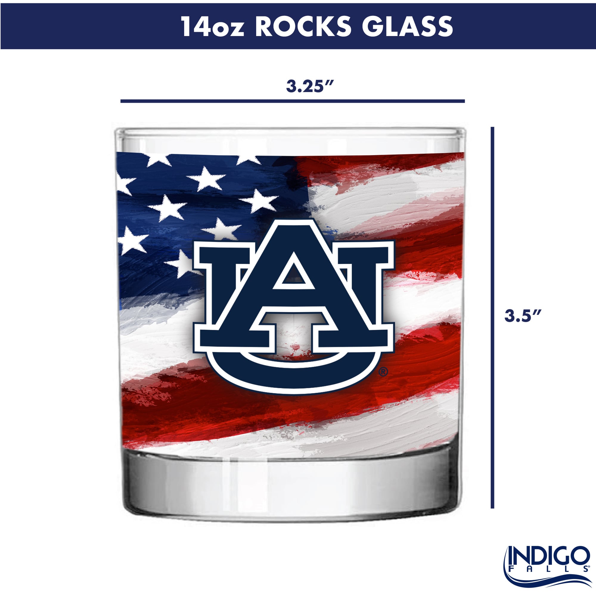 Ensemble de deux verres à whisky Americana de 414 ml (14 oz) aux couleurs des Auburn Tigers