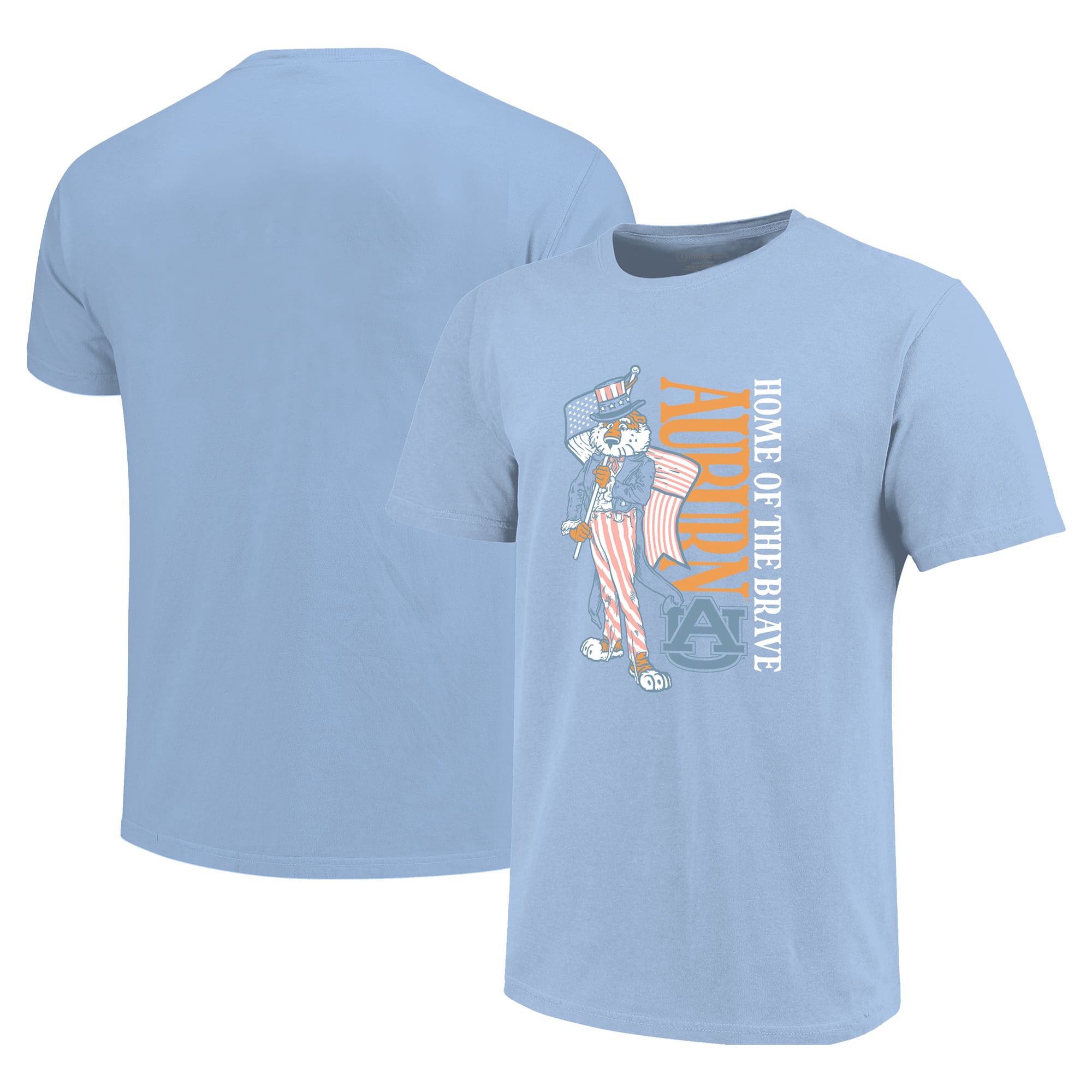 Girls Youth  Light Blue Auburn Tigers Americana Mascot Flag T-Shirt
