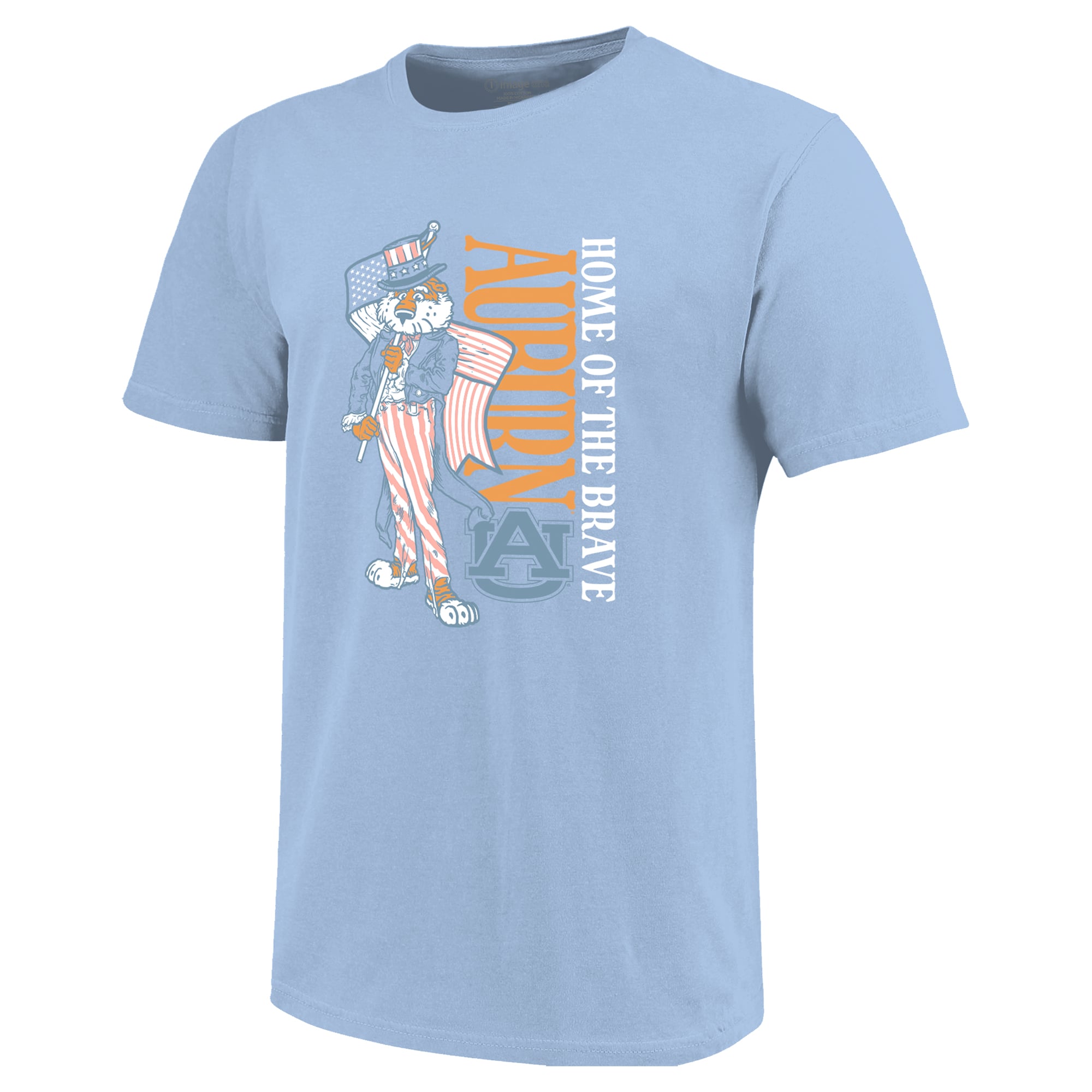 Girls Youth  Light Blue Auburn Tigers Americana Mascot Flag T-Shirt