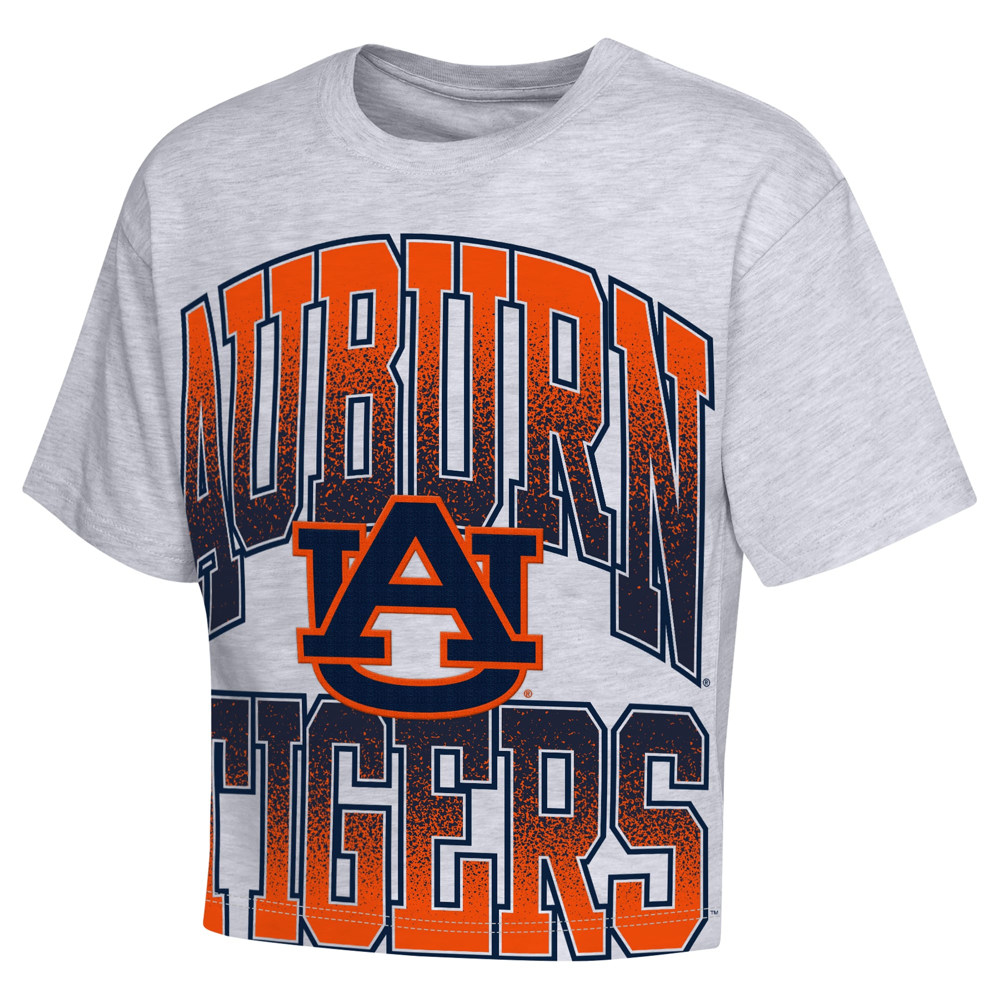 Girls Youth Outerstuff Heather Gray Auburn Tigers Big Team Energy Cropped Boxy T-Shirt