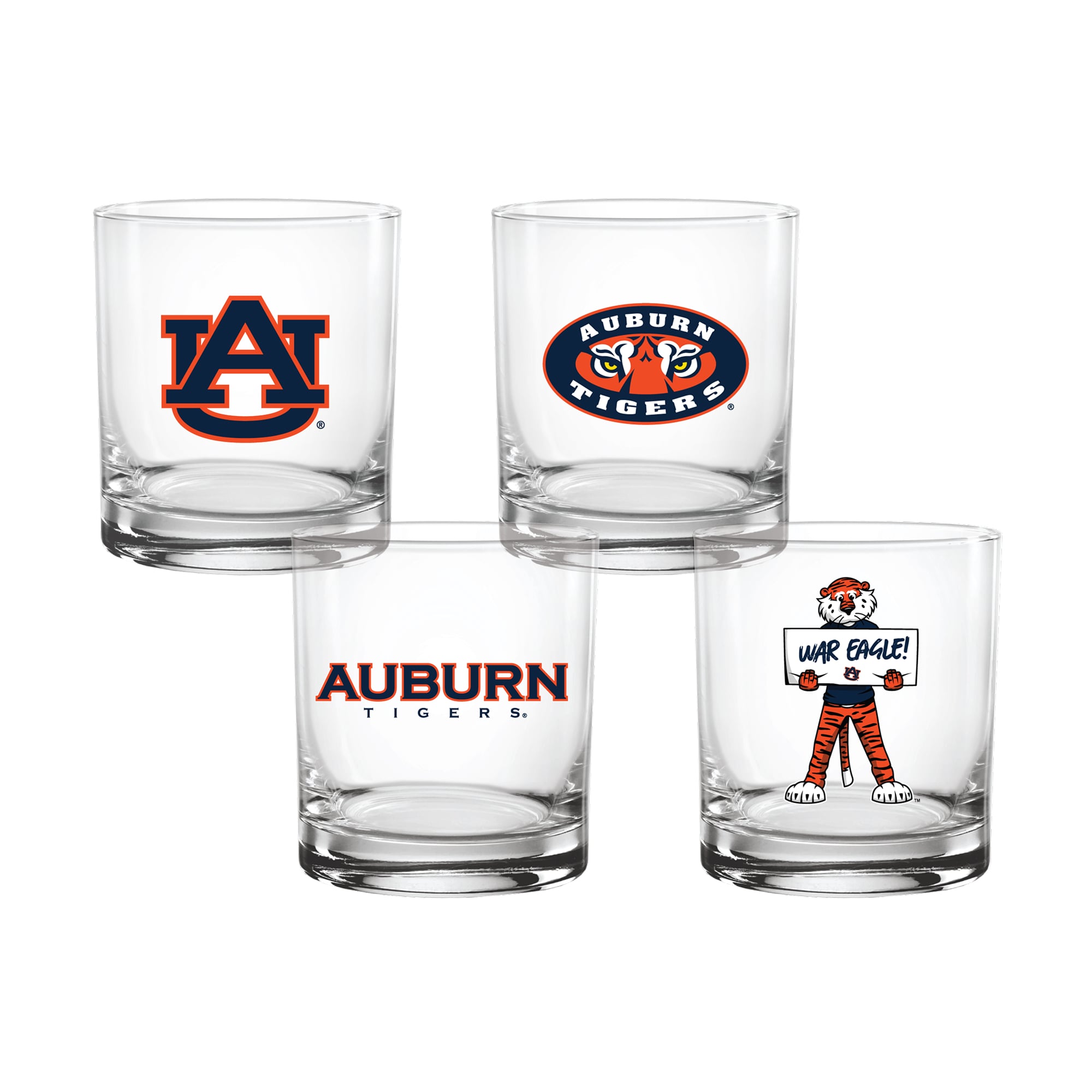 Indigo Falls  Auburn Tigers Core 4-Pack Collectors Rocks Glass Set