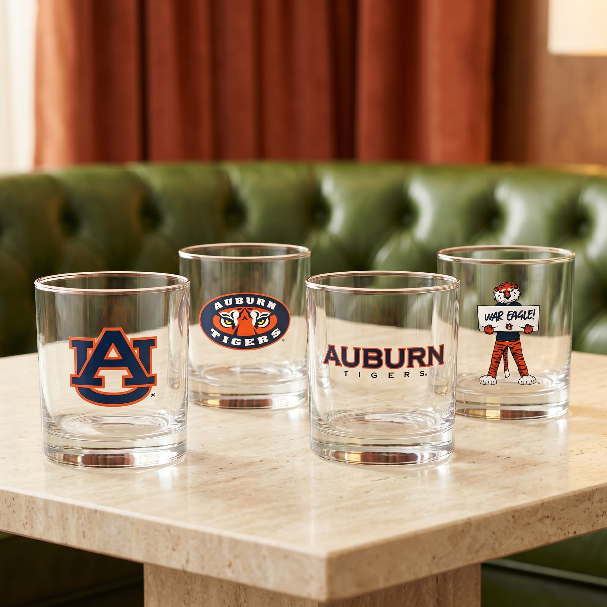 Indigo Falls  Auburn Tigers Core 4-Pack Collectors Rocks Glass Set