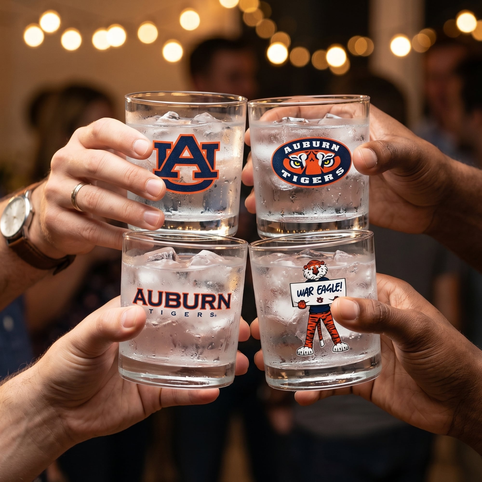 Indigo Falls  Auburn Tigers Core 4-Pack Collectors Rocks Glass Set