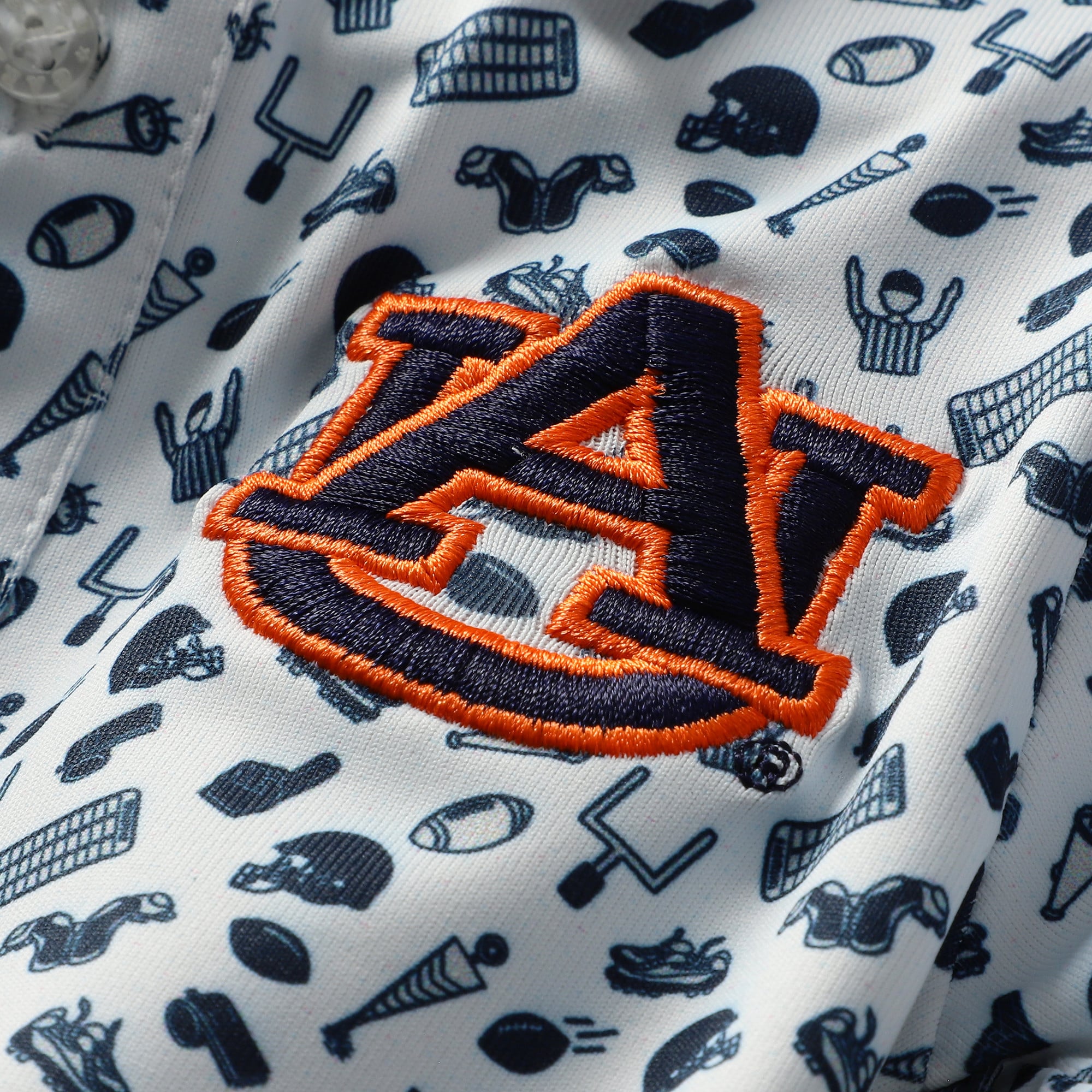 Infant Garb White Auburn Tigers Tom Allover Print Performance Polo Bodysuit