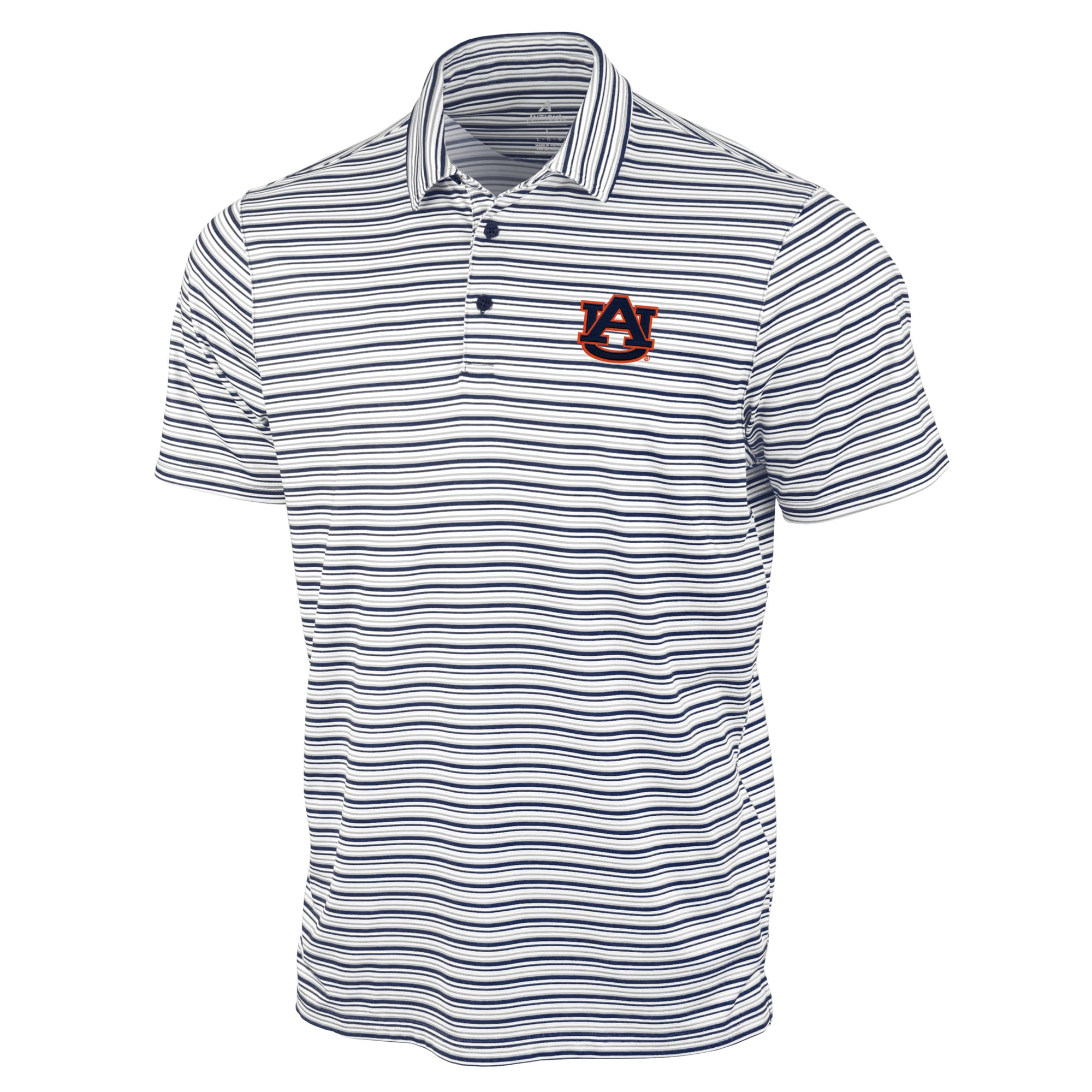 Polo à rayures spatiales Antigua bleu marine Auburn Tigers pour homme