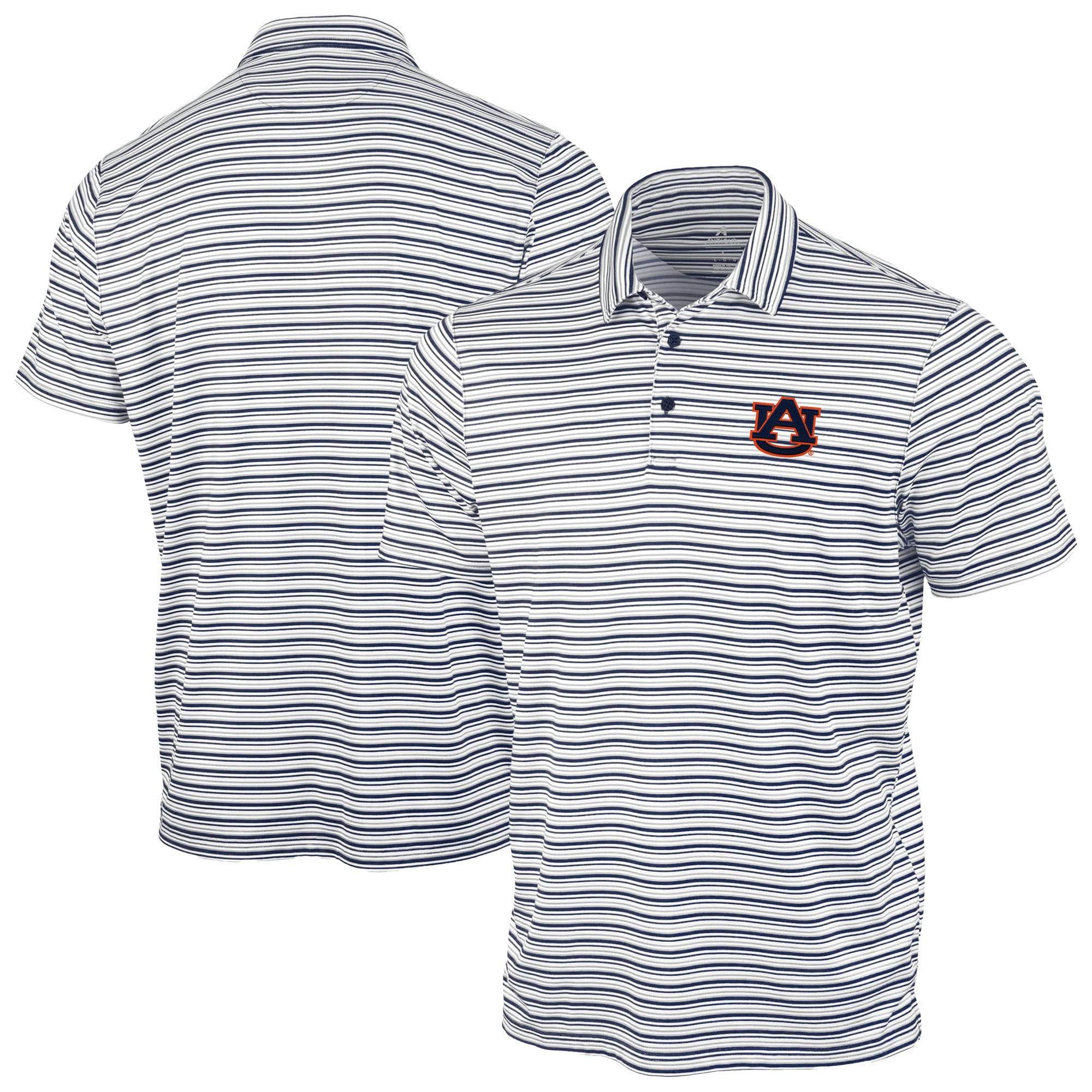 Polo à rayures spatiales Antigua bleu marine Auburn Tigers pour homme