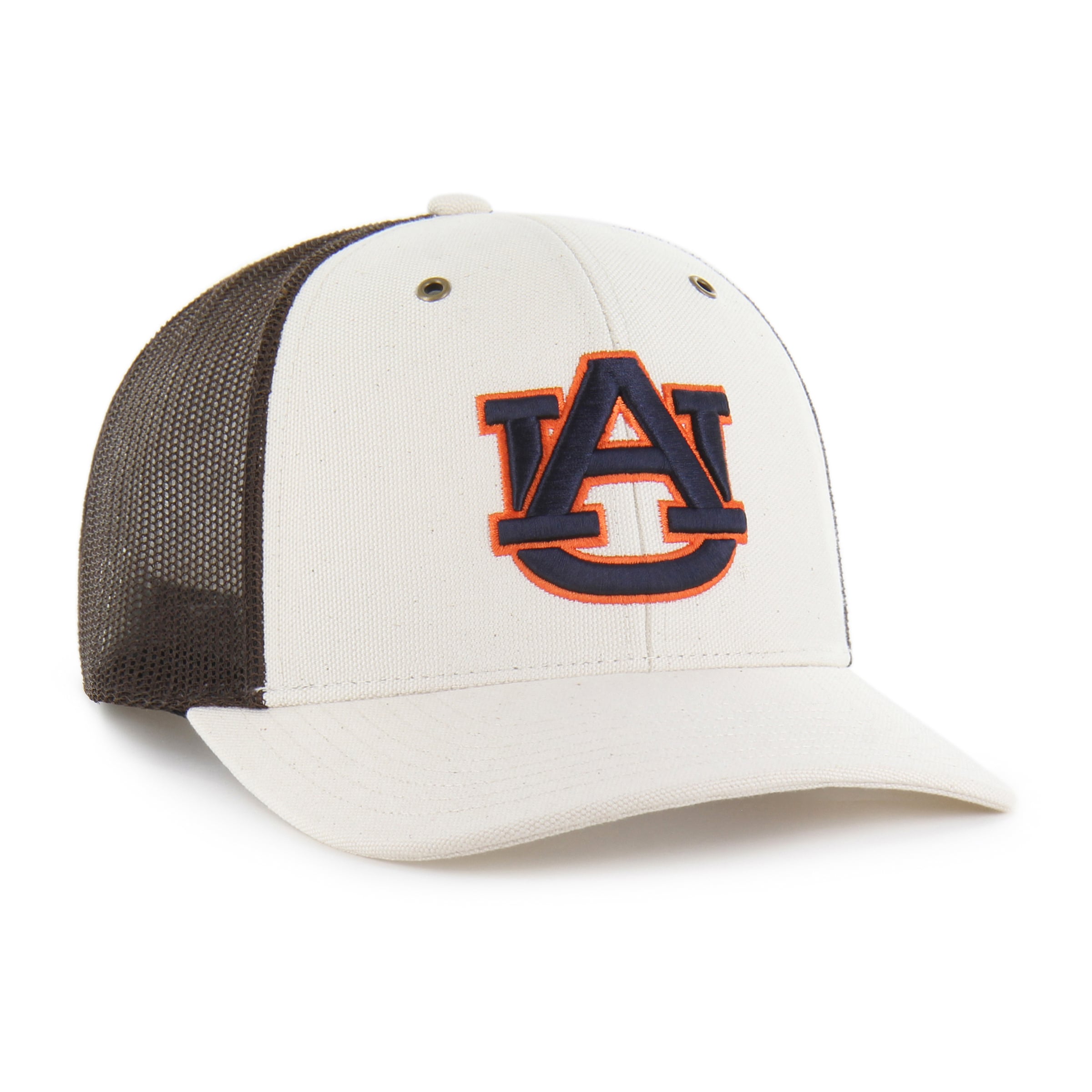 Men's Carhartt x '47 Natural/Brown Auburn Tigers Undyed Trucker Adjustable Hat