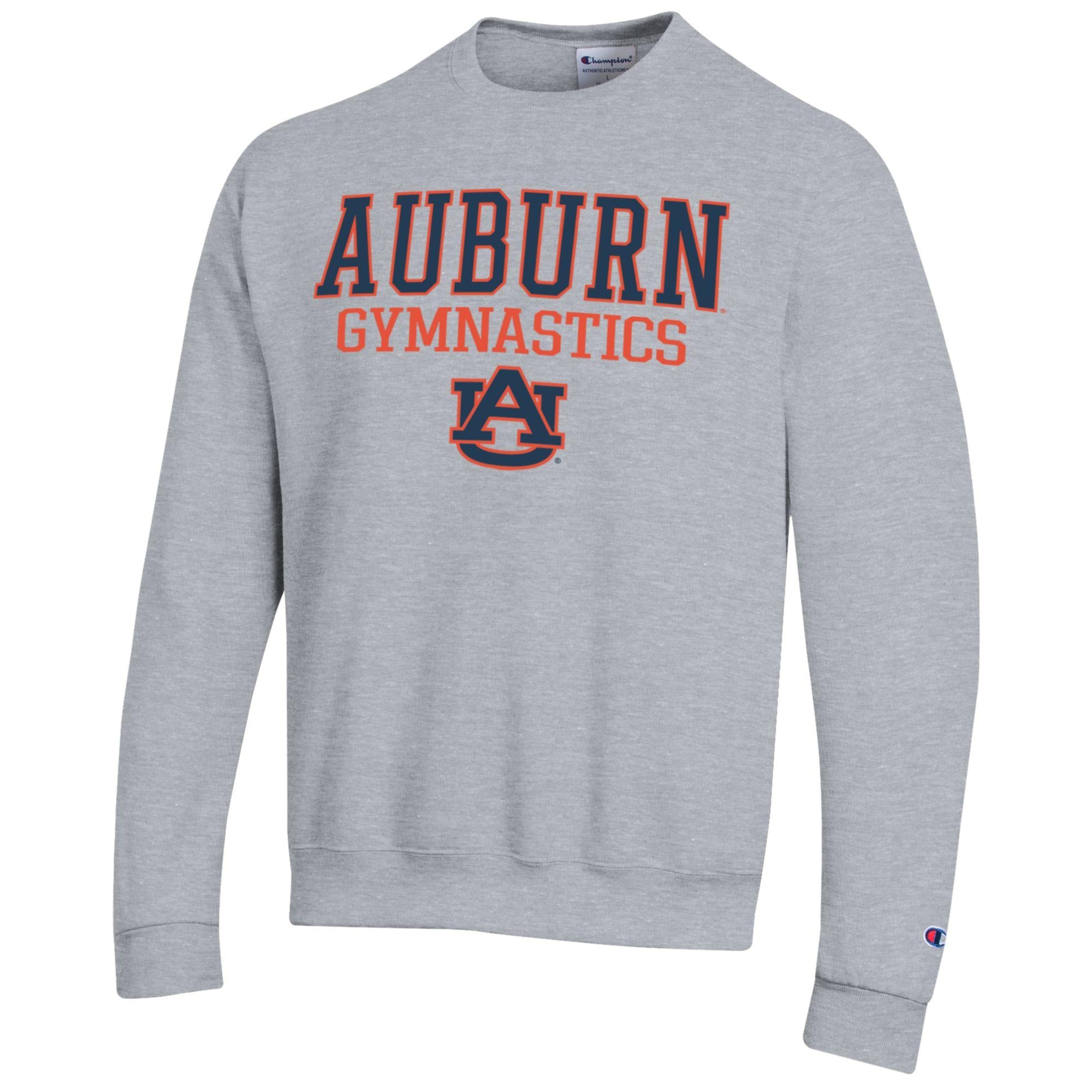 Men's Champion  Gray Auburn Tigers Gymnastics Stack Powerblend Pullover Sweatshirt