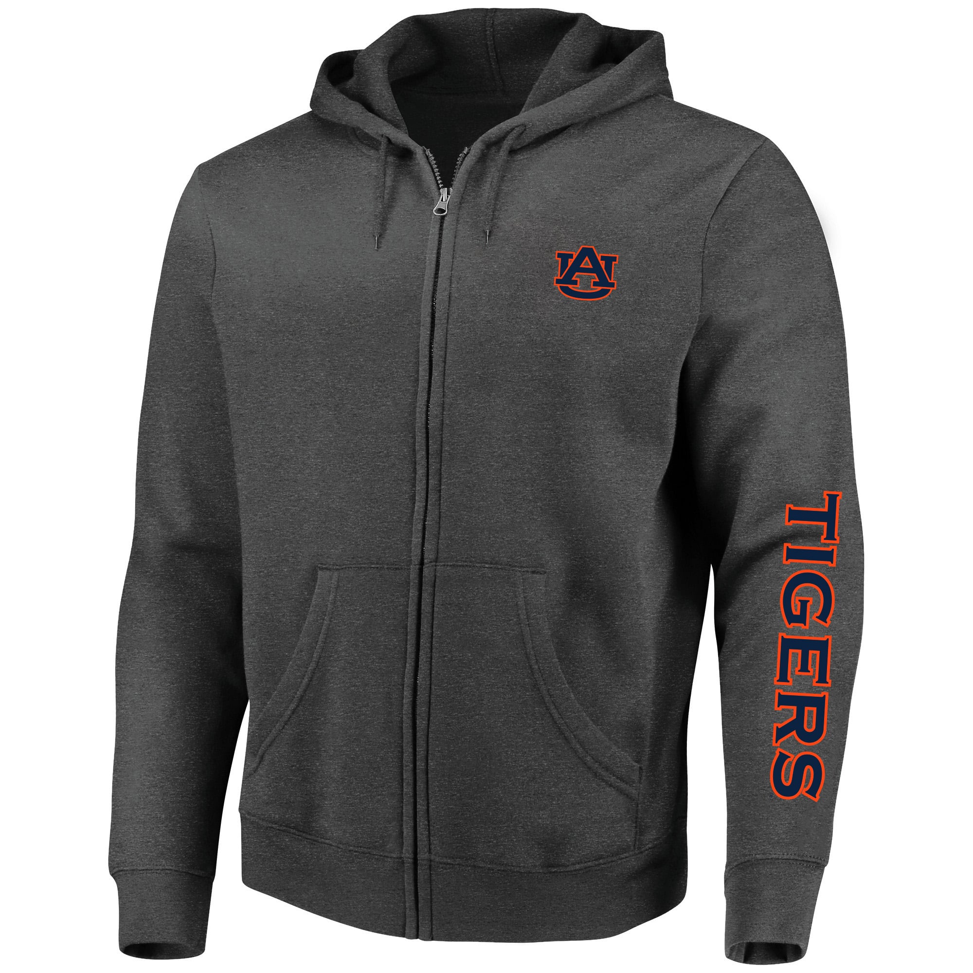 Sweat à capuche zippé Champion Heather Charcoal Auburn Tigers pour homme, grandes tailles