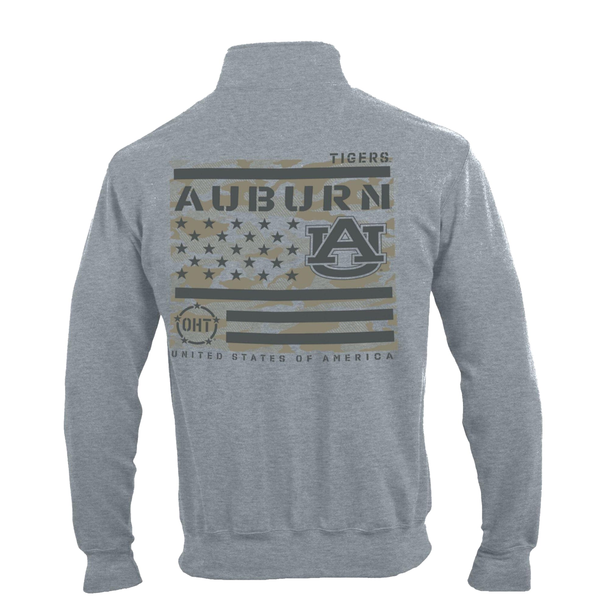 Pull-over à col zippé Champion Heather Gray Auburn Tigers Operation Hat Trick Flag en polaire Powerblend pour homme