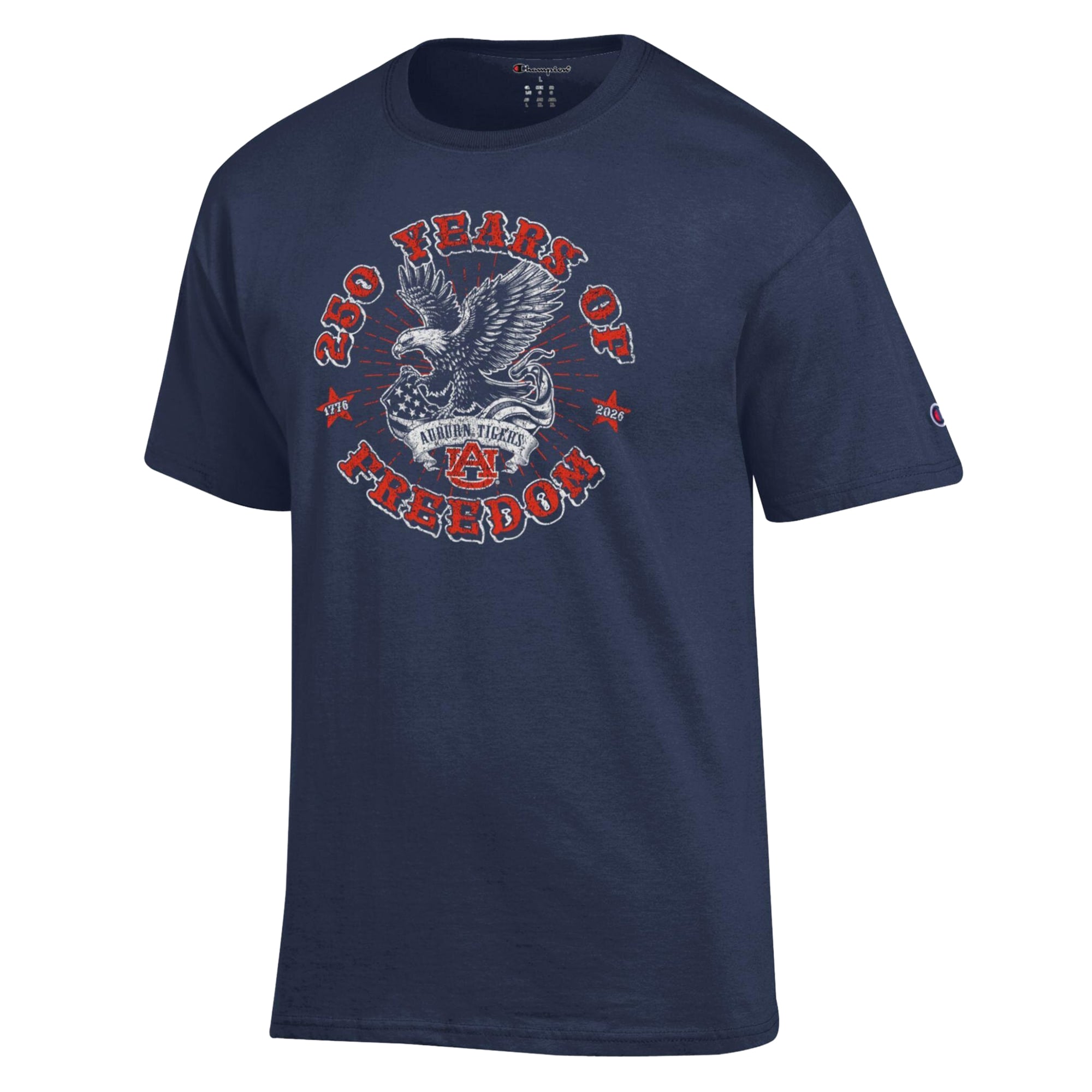 Men's Champion Navy Auburn Tigers Americana 250 Years of Freedom Tonal T-Shirt