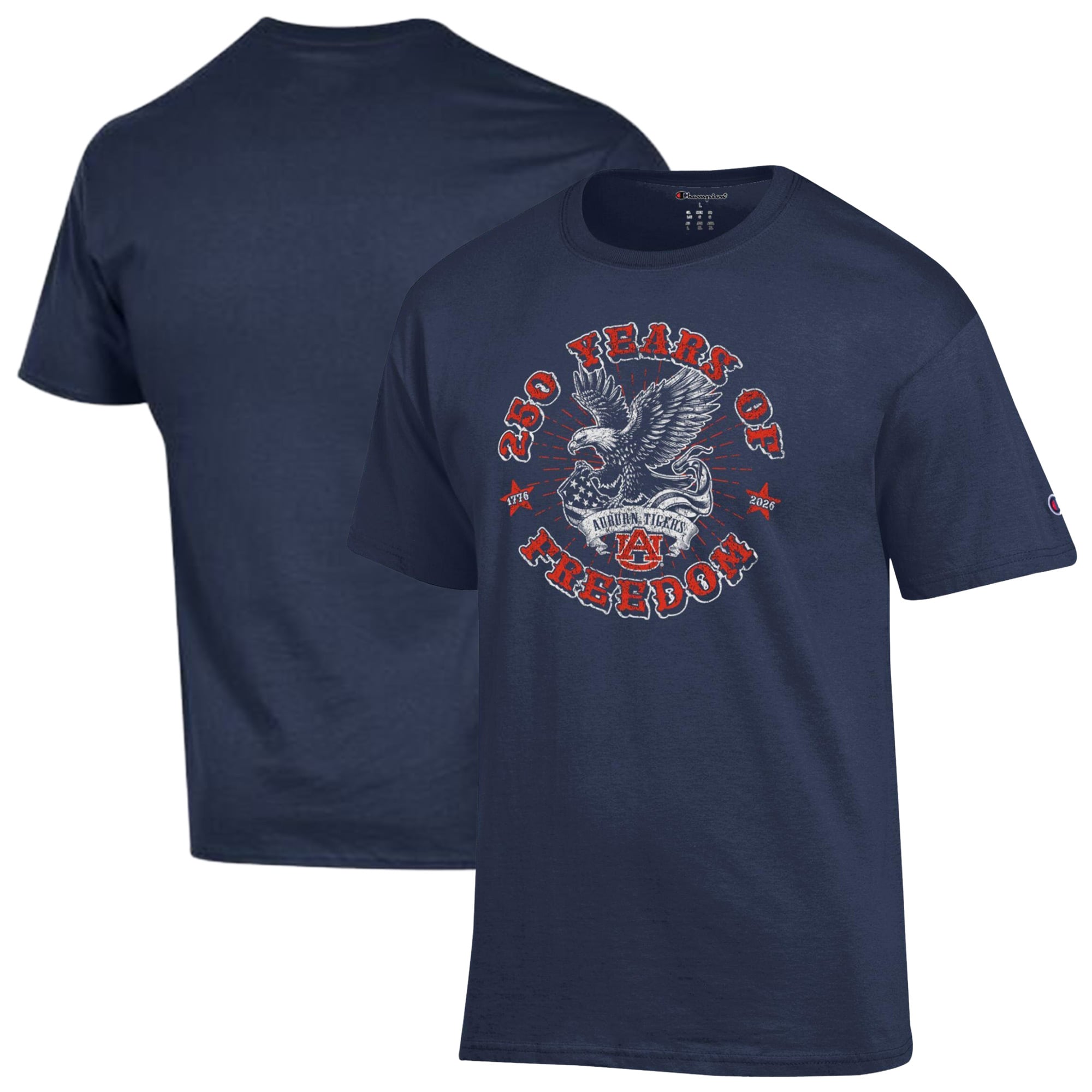 Men's Champion Navy Auburn Tigers Americana 250 Years of Freedom Tonal T-Shirt