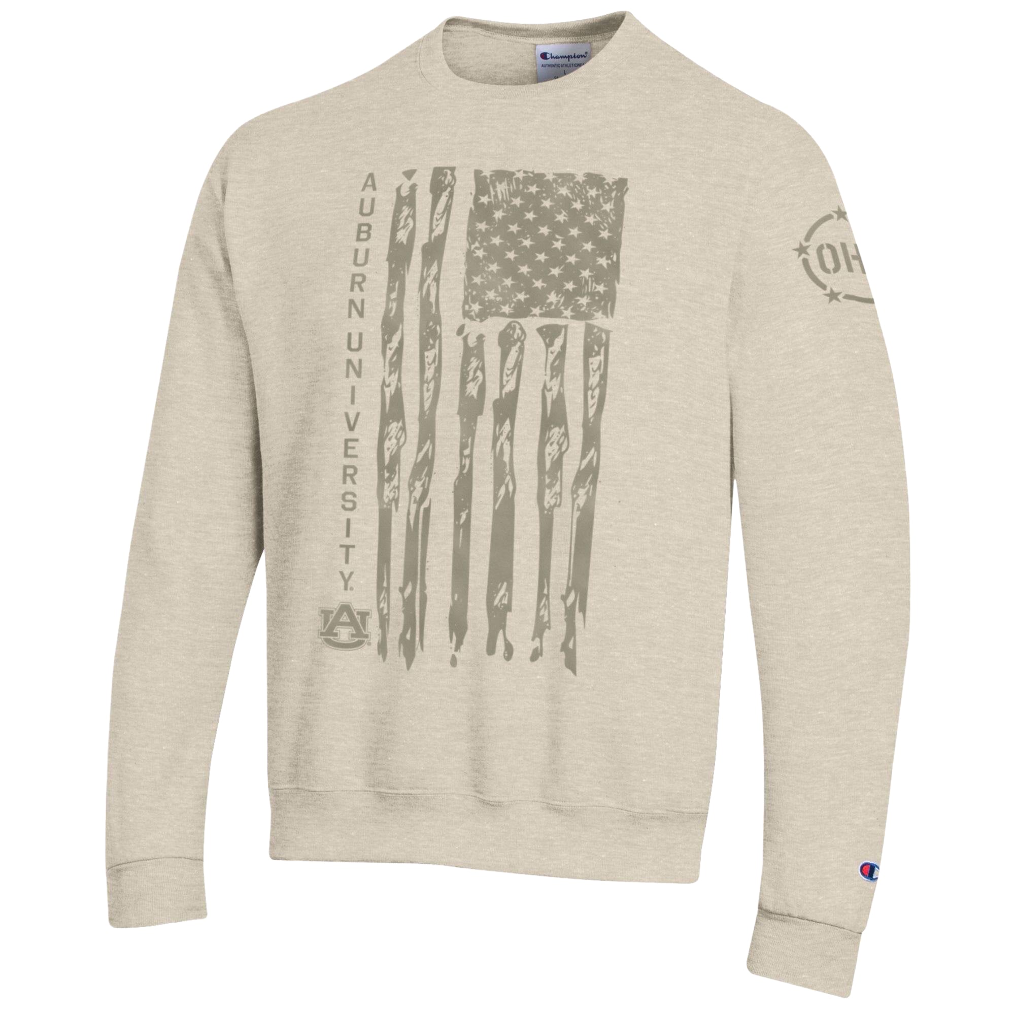 Sweat-shirt à col rond en polaire Champion Oatmeal Auburn Tigers Operation Hat Trick pour homme