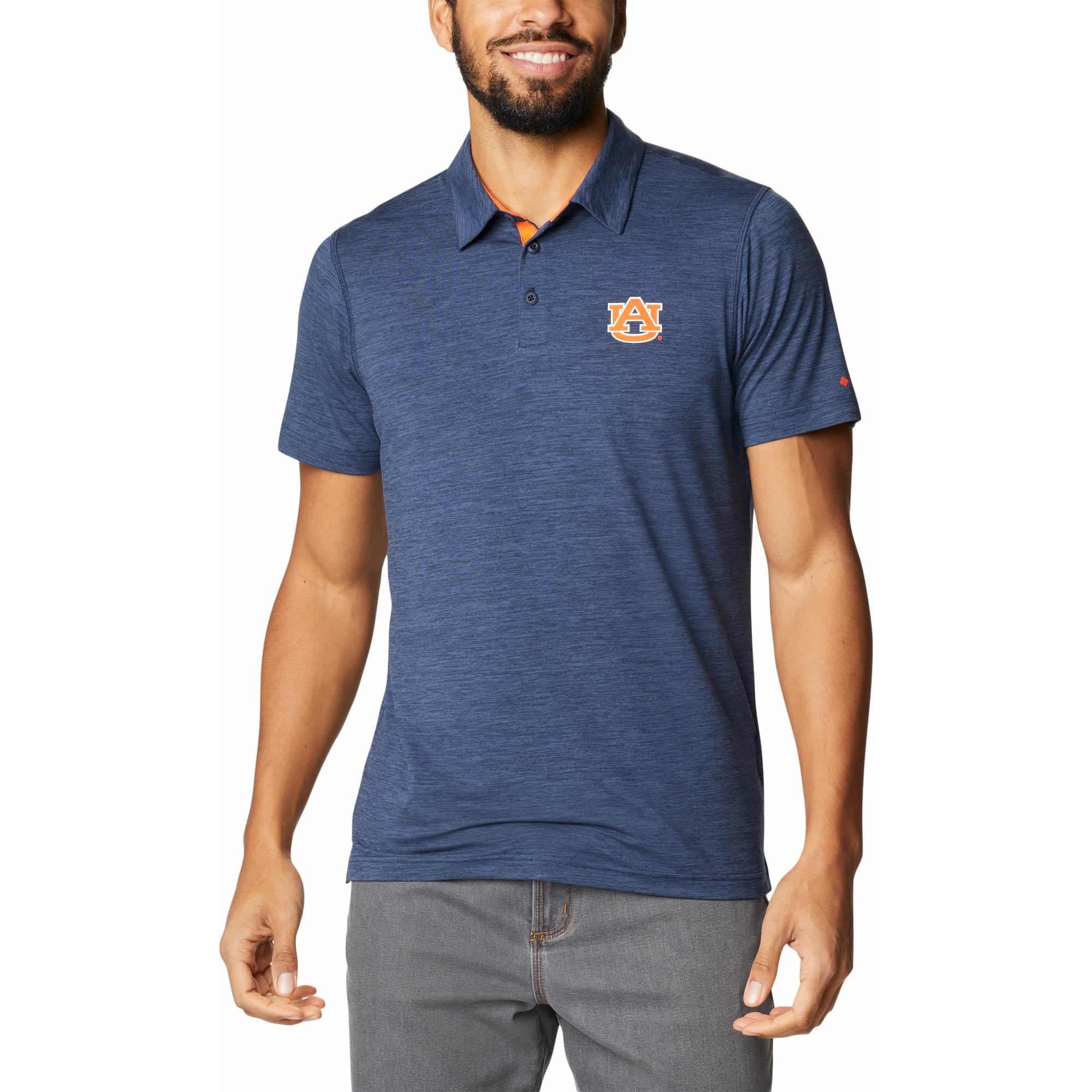 Men's Columbia Navy Auburn Tigers Trail Omni-Shade Polo
