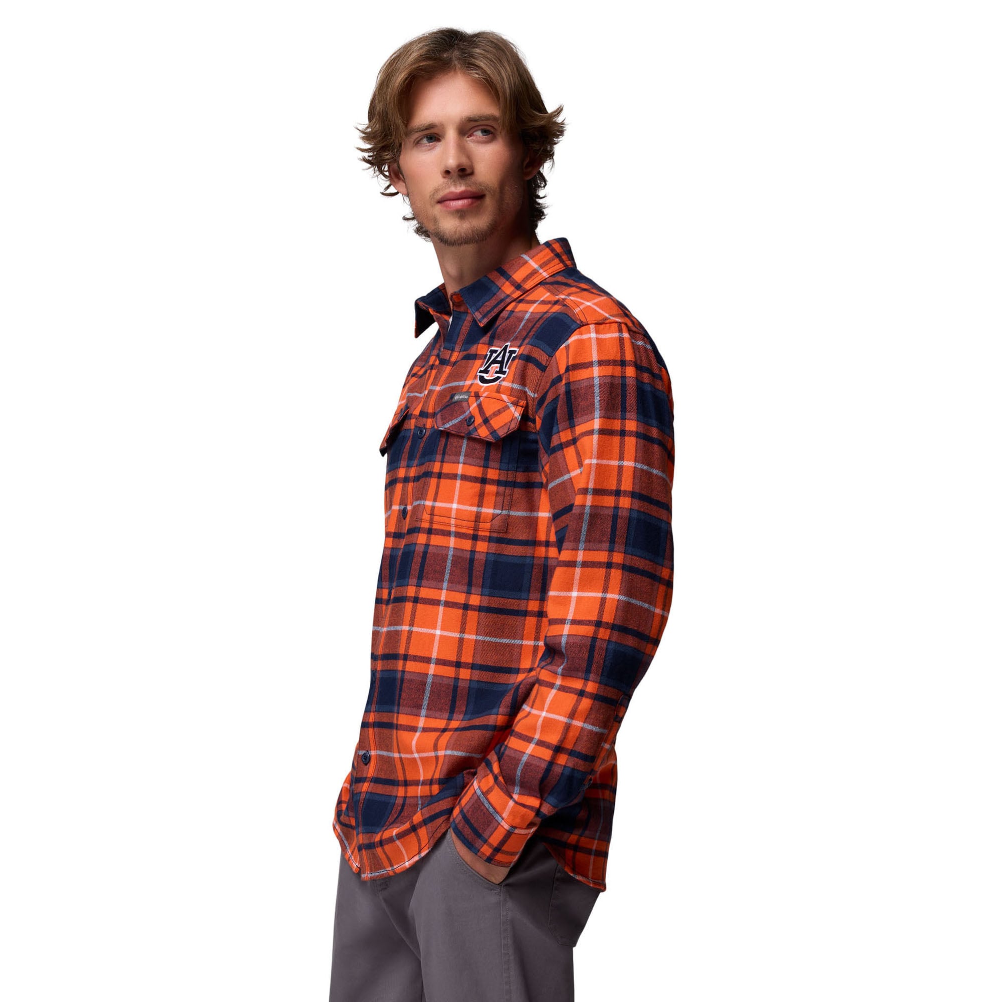 Chemise boutonnée à manches longues en flanelle Omni-Wick Orange Auburn Tigers pour homme de Columbia