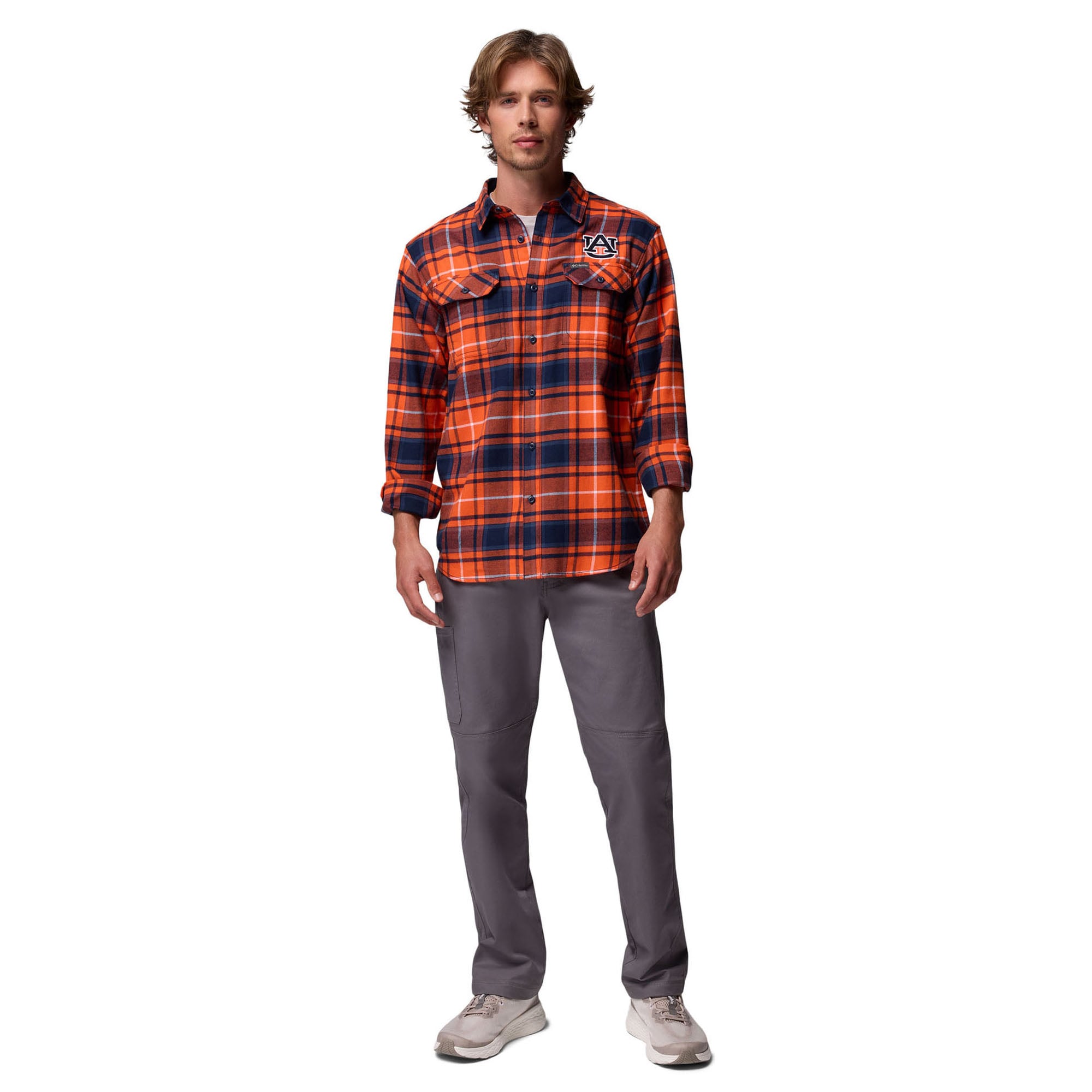 Chemise boutonnée à manches longues en flanelle Omni-Wick Orange Auburn Tigers pour homme de Columbia