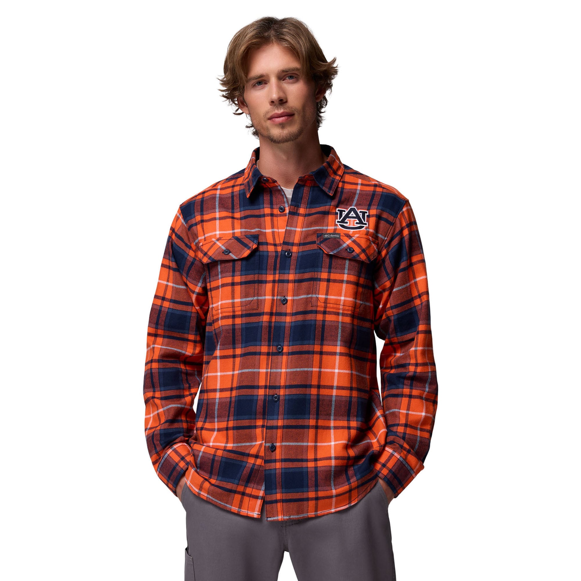 Chemise boutonnée à manches longues en flanelle Omni-Wick Orange Auburn Tigers pour homme de Columbia