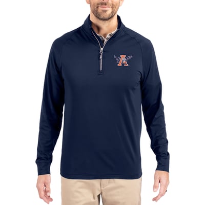 Auburn Tigers Cutter & Buck Adapt Eco Knit Stretch Recycled Quarter-Zip Pullover Top - Navy