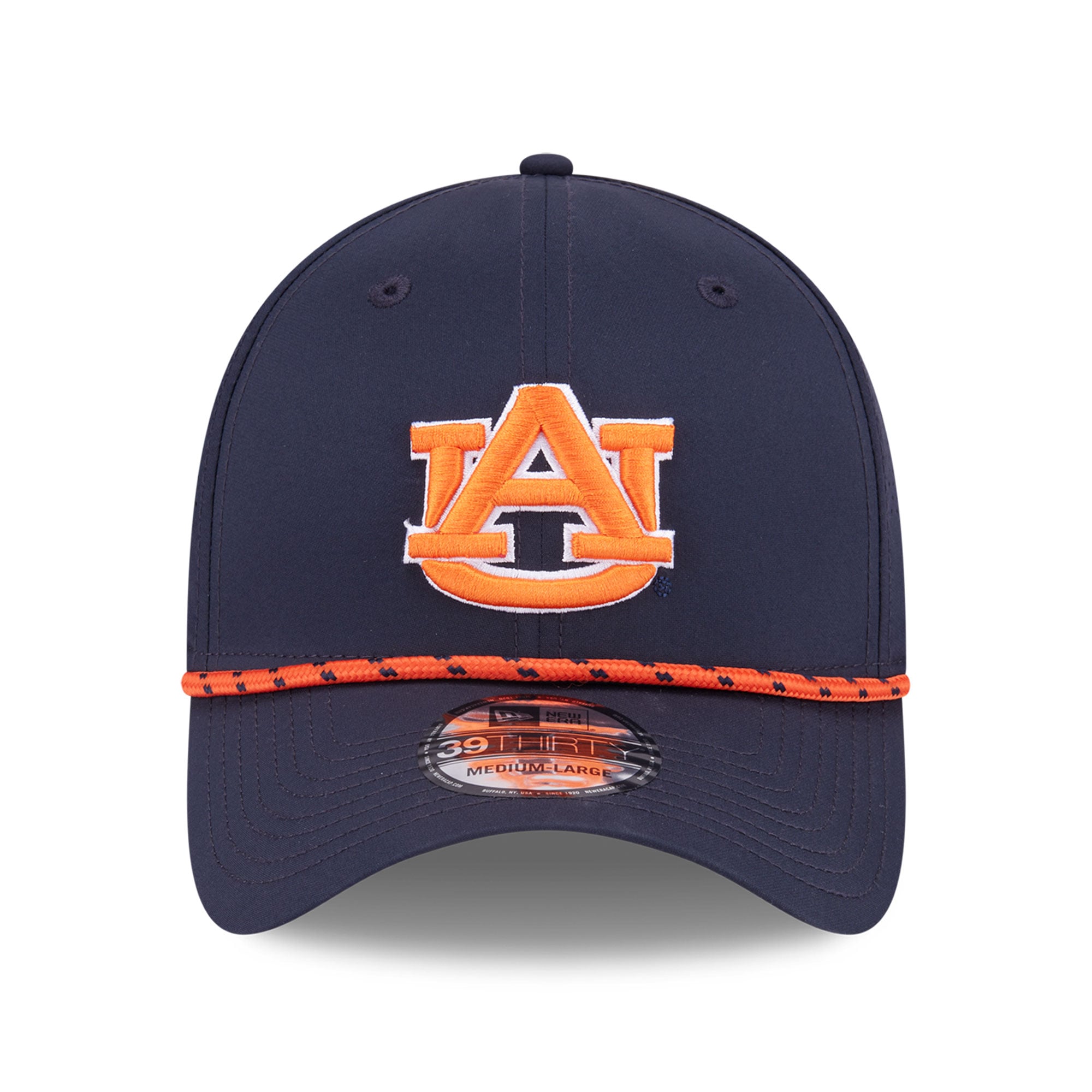 Casquette extensible New Era bleu marine Auburn Tigers Performance Rope 39THIRTY pour homme
