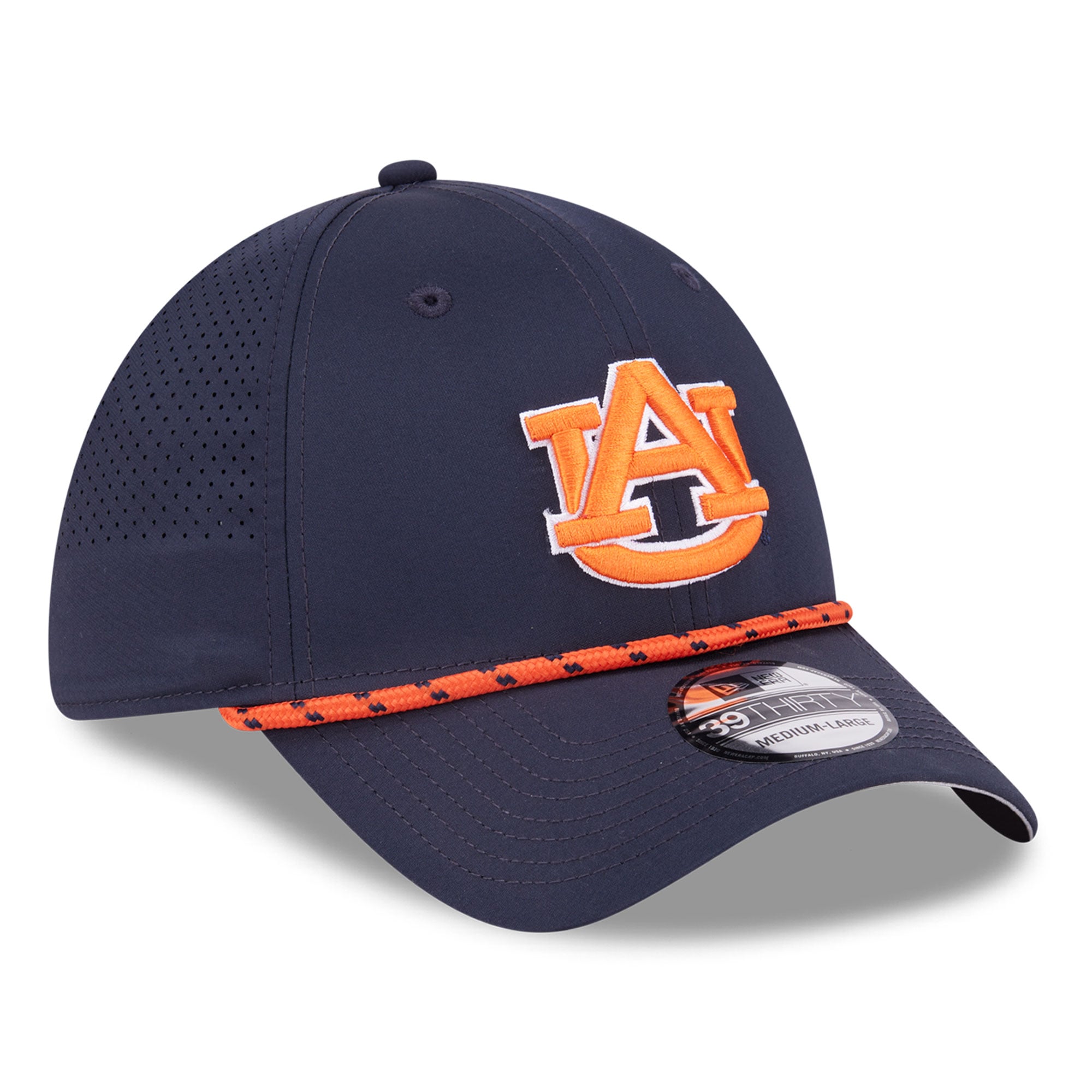 Casquette extensible New Era bleu marine Auburn Tigers Performance Rope 39THIRTY pour homme