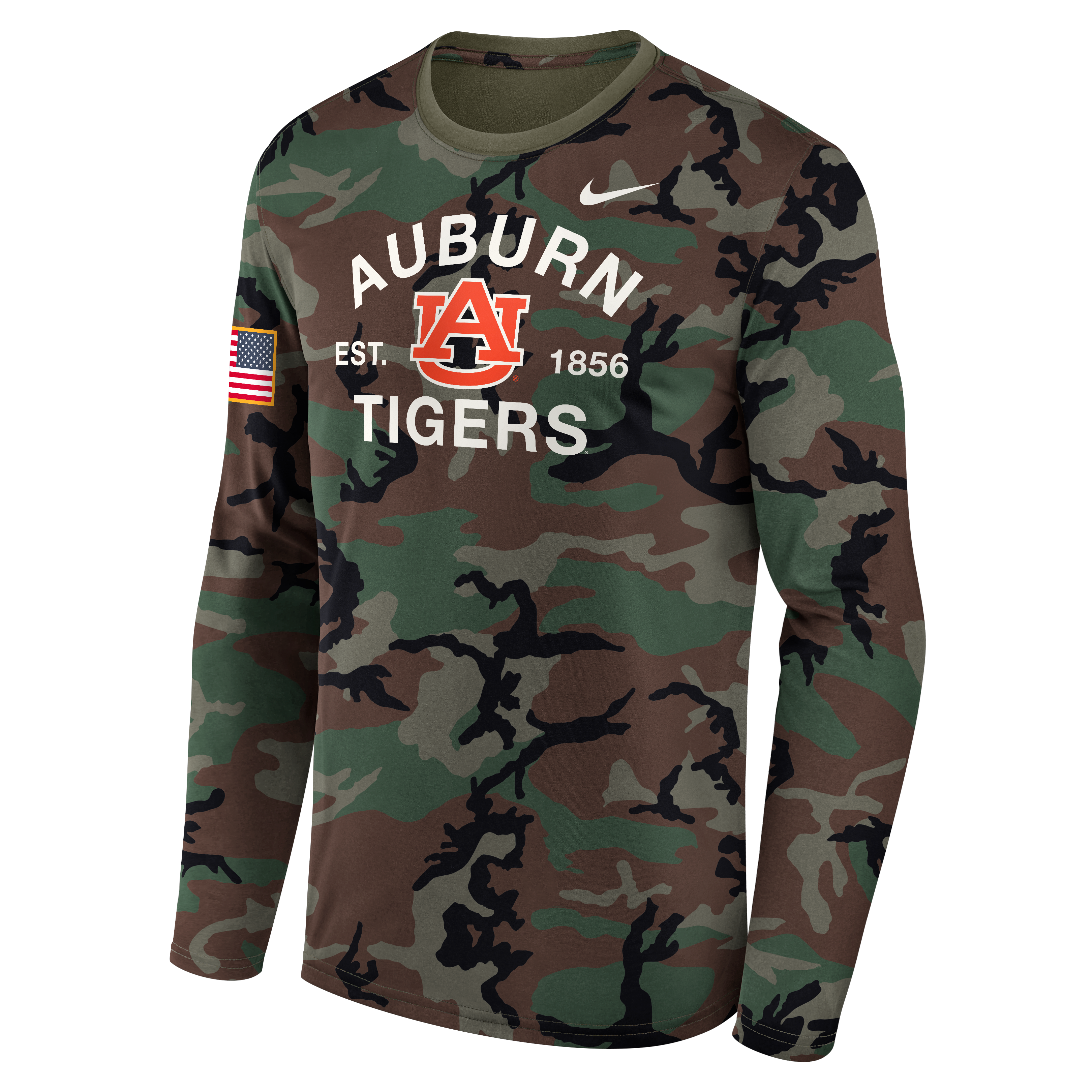 Men's Nike Camo Auburn Tigers 2025 Military Appreciation Legend Dri-FIT Long Sleeve T-Shirt