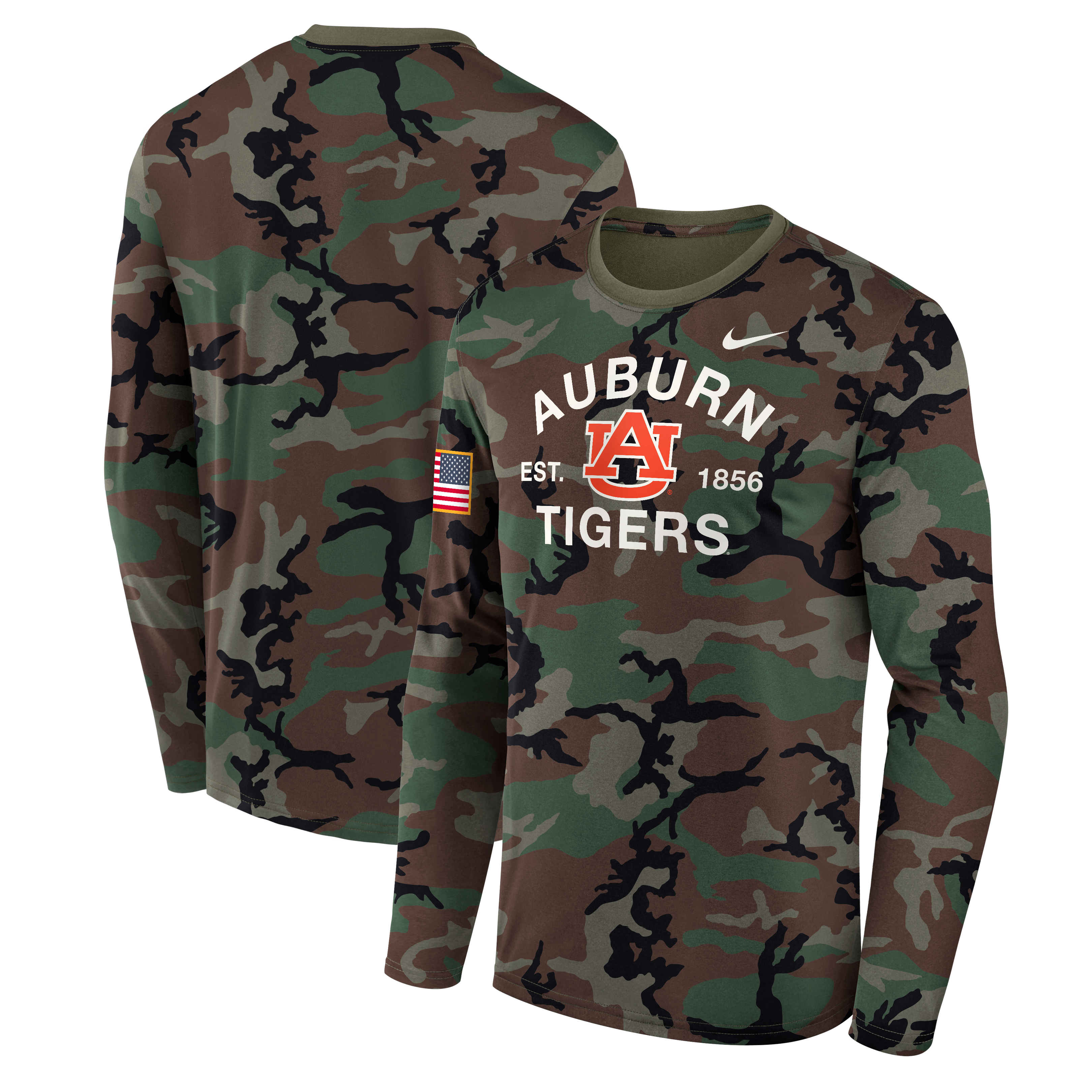 Men's Nike Camo Auburn Tigers 2025 Military Appreciation Legend Dri-FIT Long Sleeve T-Shirt