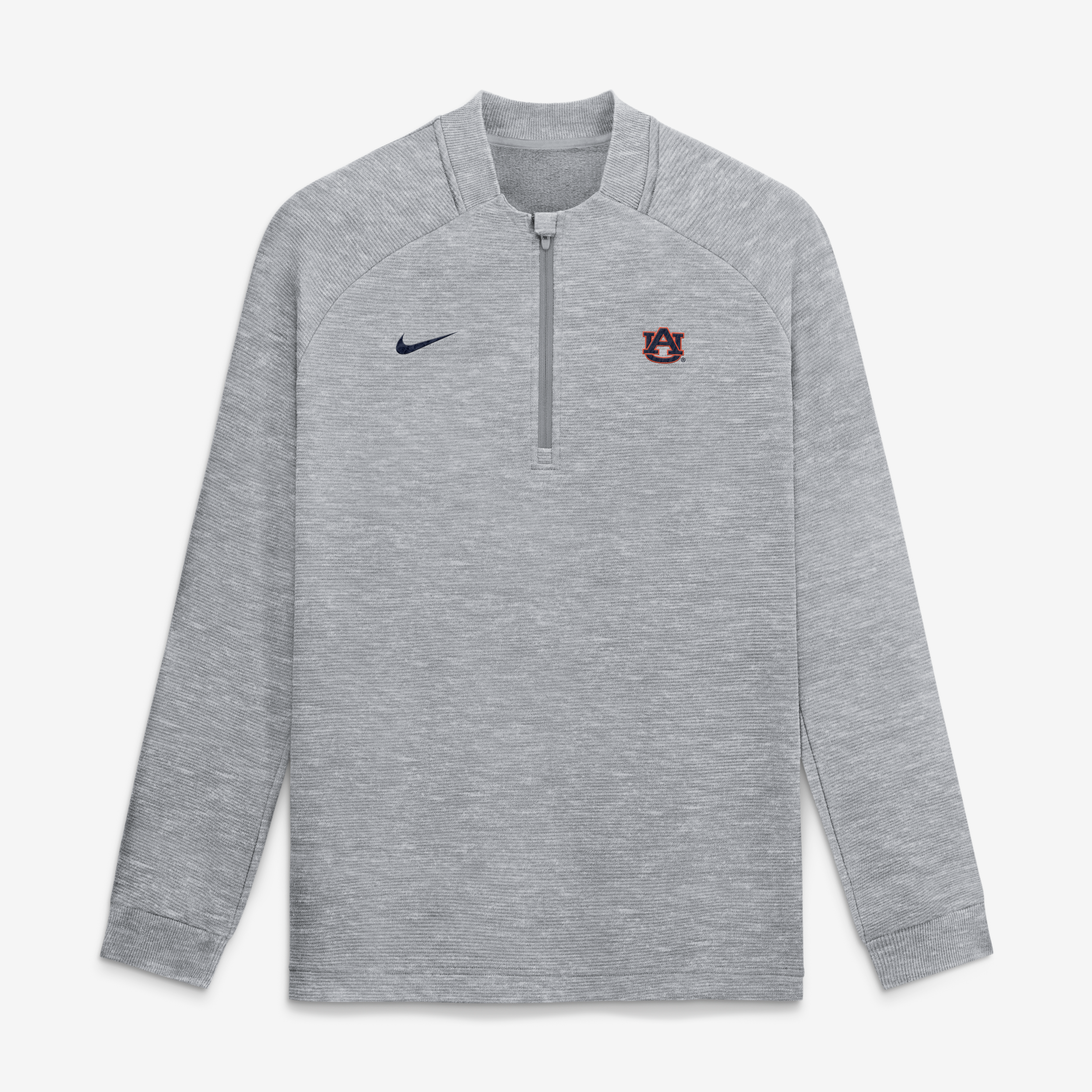 Pull-over Nike Auburn Tigers gris pour homme, modèle Par Raglan, en mélange de trois matières Therma-FIT, demi-zip
