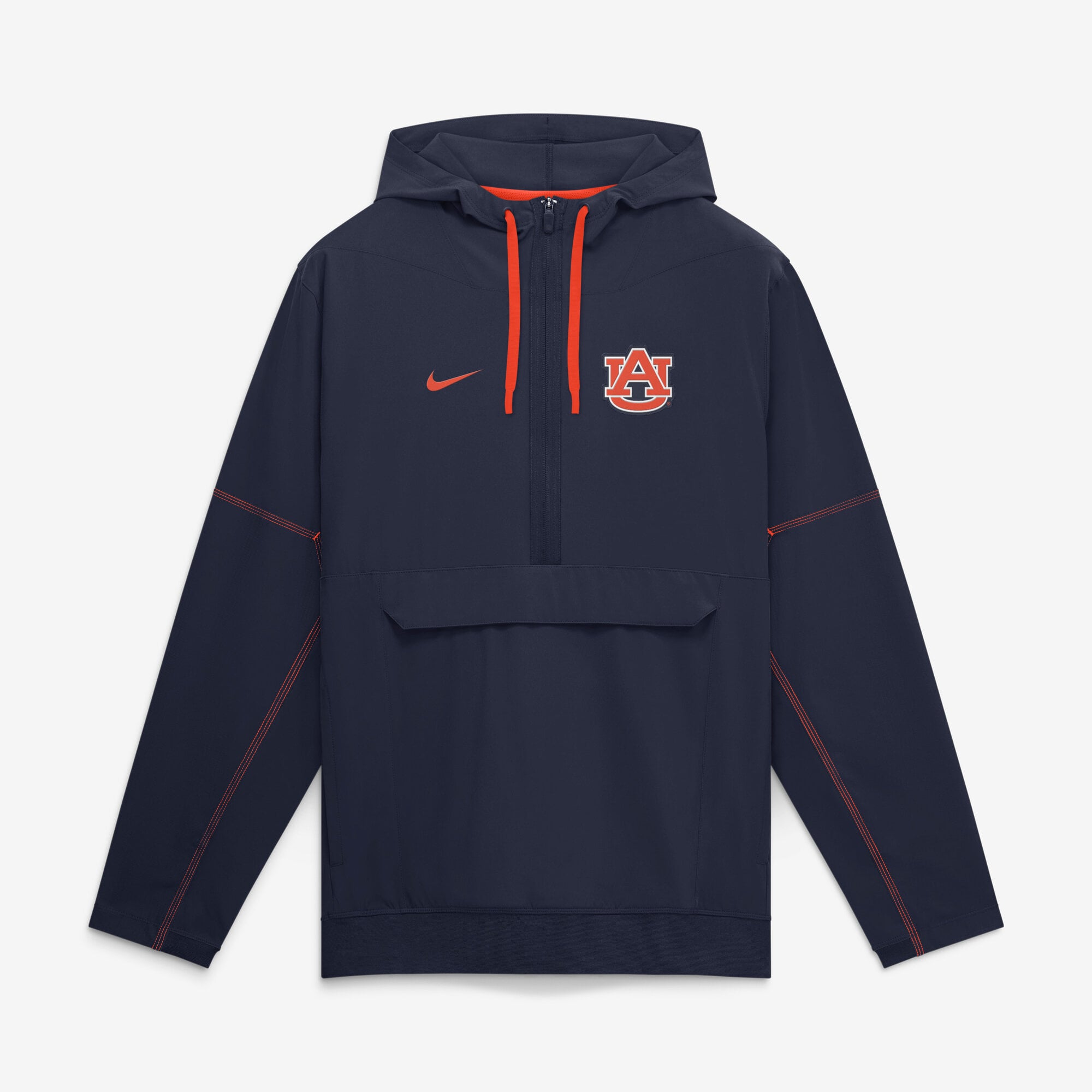 Men's Nike Navy Auburn Tigers 2026 Sideline Anorak Half-Zip Hooded Jacket