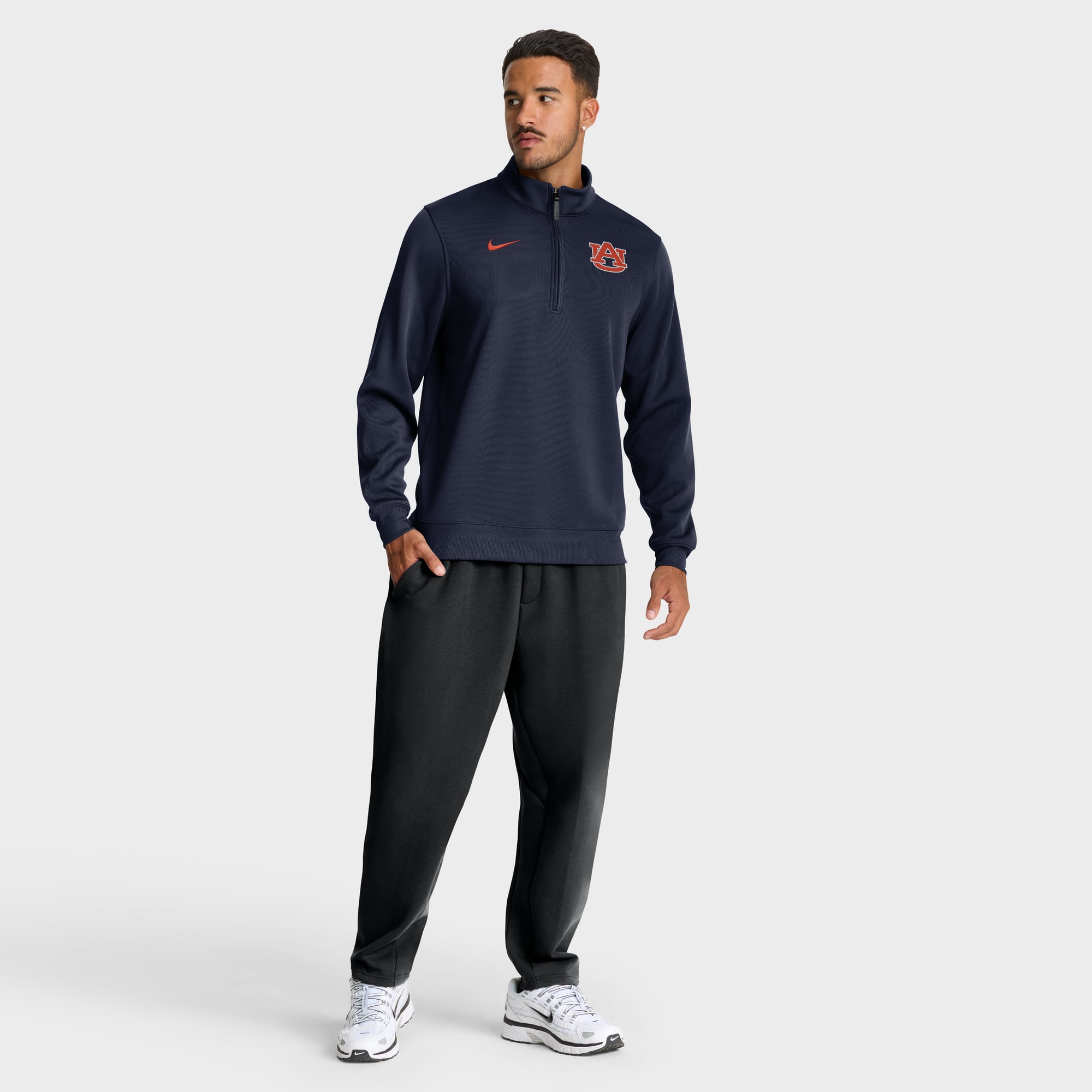 Men's Nike Navy Auburn Tigers Coaches Premium Dri-FIT Half-Zip Pullover