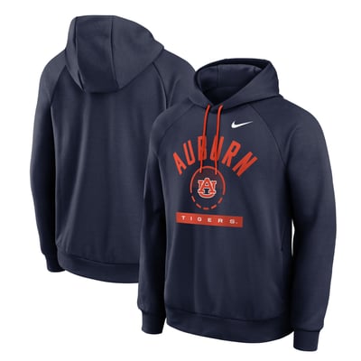  Auburn Tigers Nike Courtside Practice Dri-FIT Raglan Fleece Hoodie - Navy