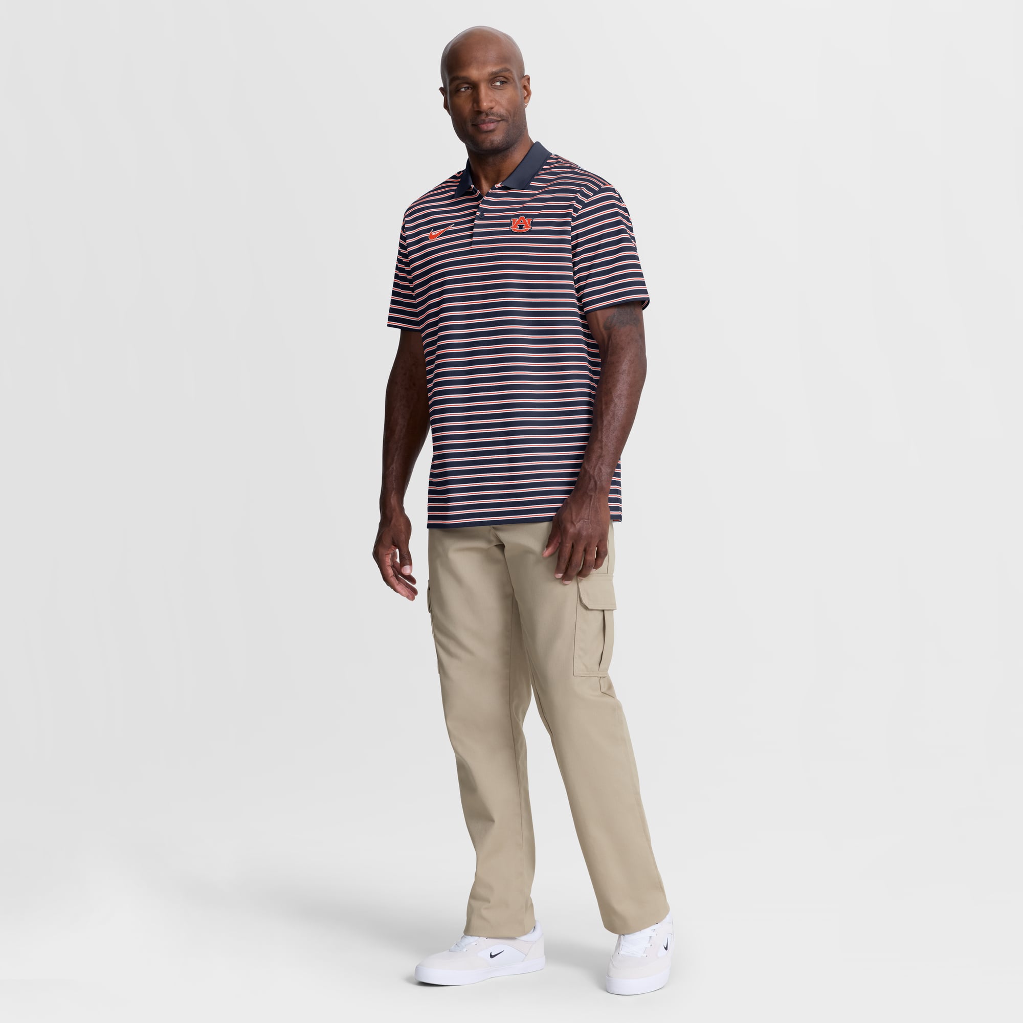 Men's Nike Tan Auburn Tigers Primary Logo Striped Dri-FIT Polo