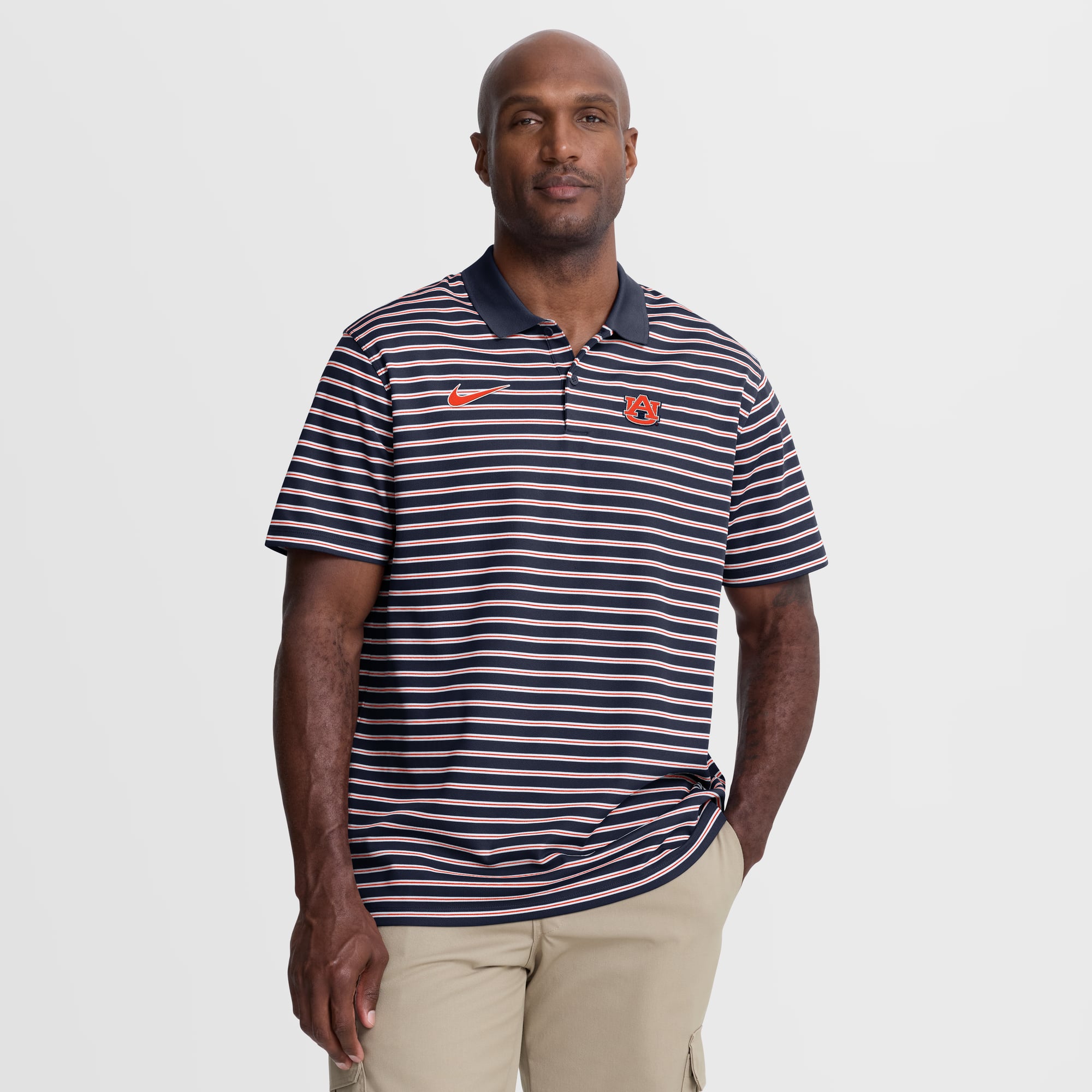 Men's Nike Tan Auburn Tigers Primary Logo Striped Dri-FIT Polo