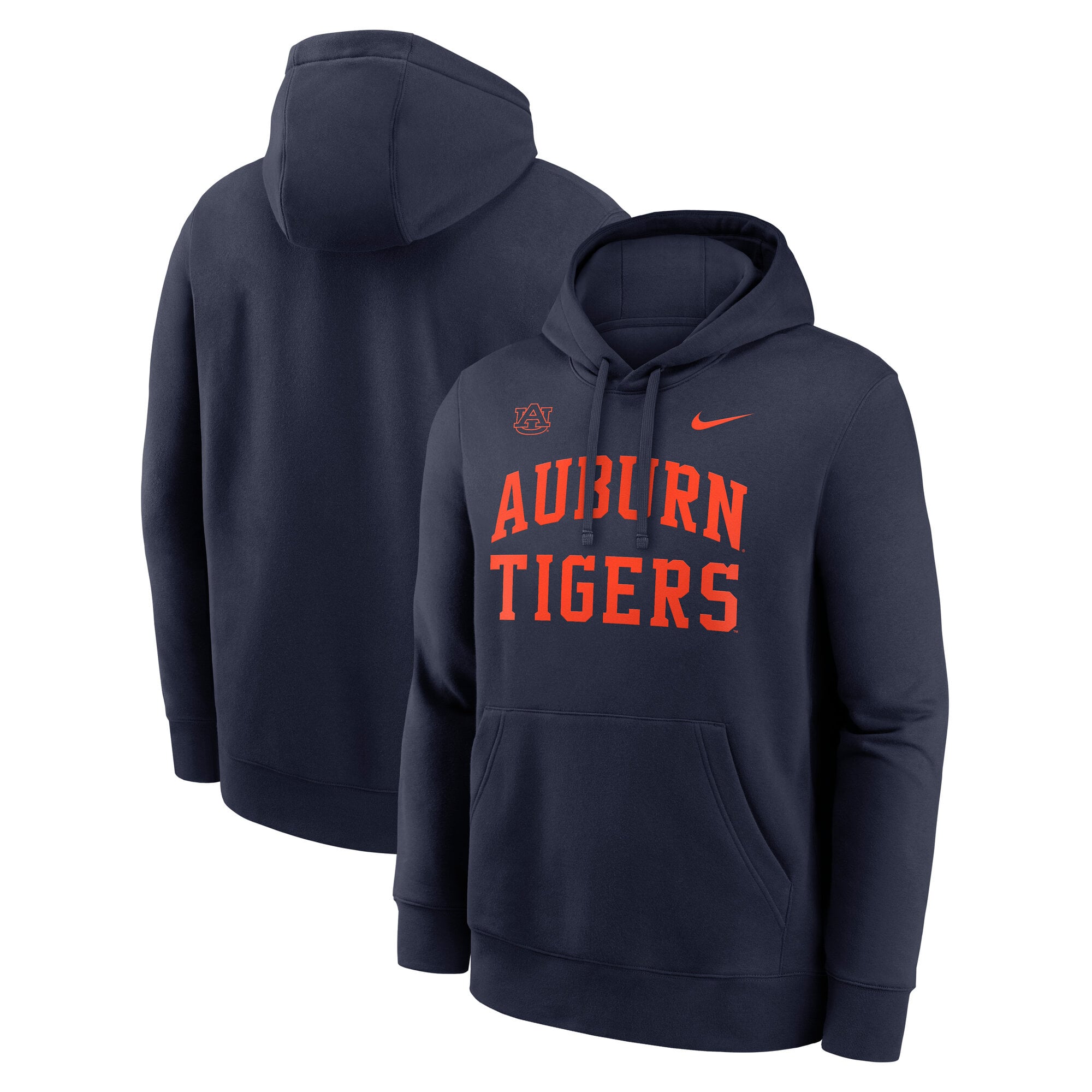 Sweat à capuche en polaire Nike Auburn Tigers Primetime Arched Club bleu marine pour homme