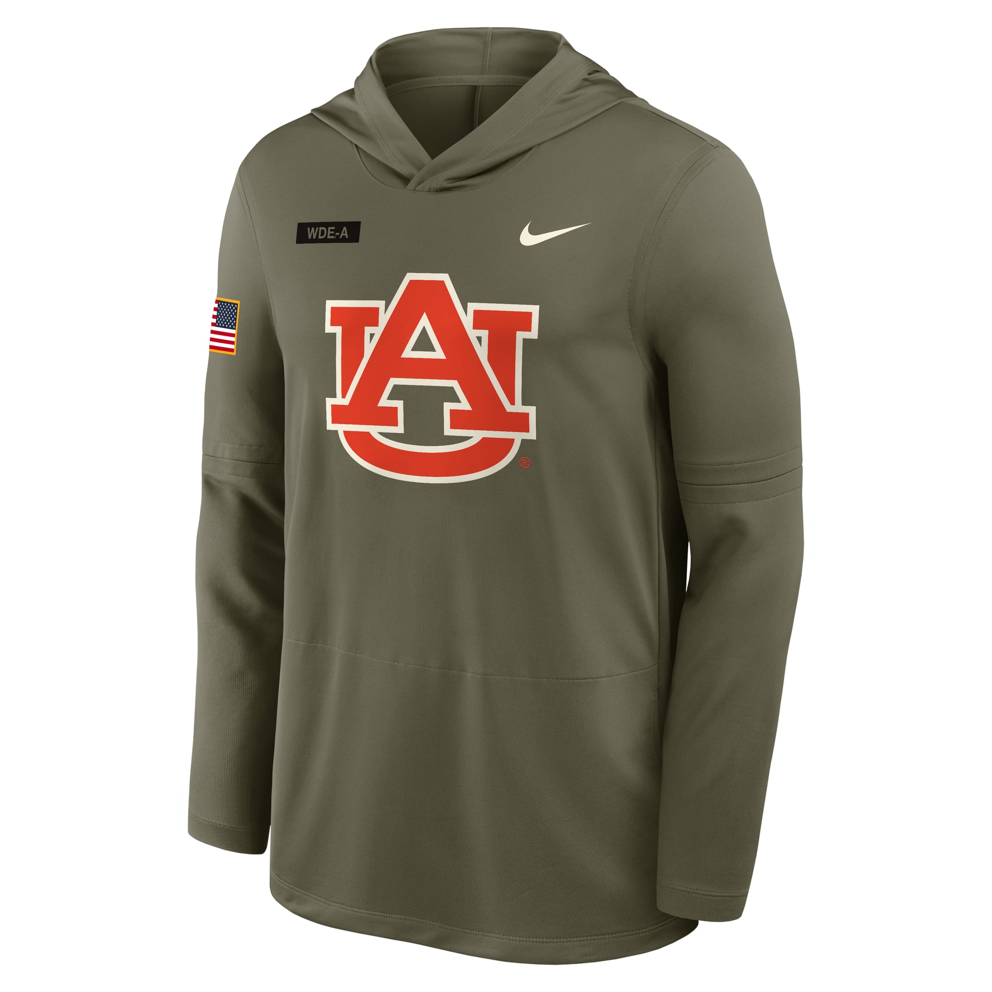 Men's Nike Olive Auburn Tigers 2025 Military Appreciation Dri-FIT Long Sleeve Hoodie T-Shirt