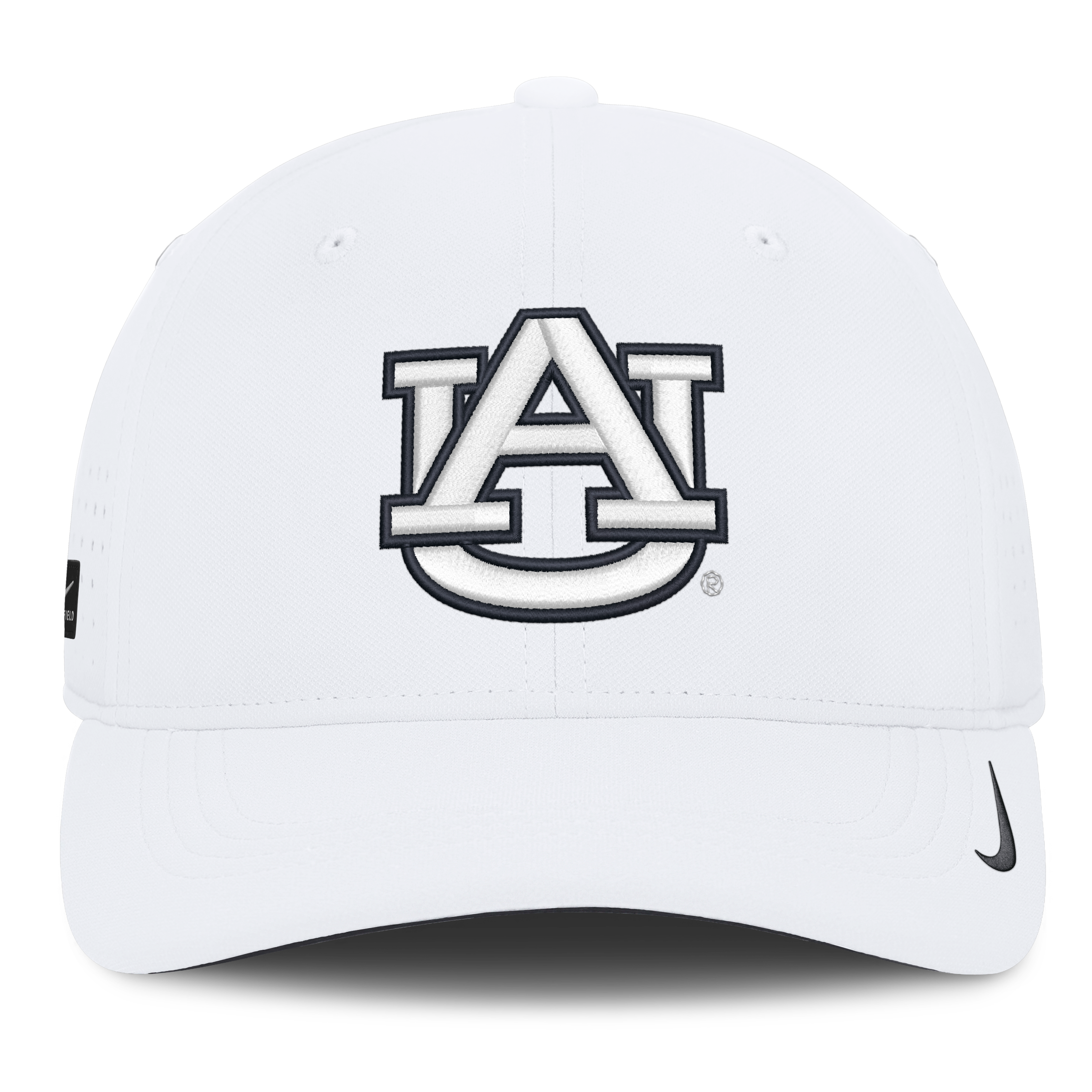 Casquette Nike blanche Auburn Tigers 2026 Sideline Practice AeroBill SwooshFlex Dri-FIT pour homme