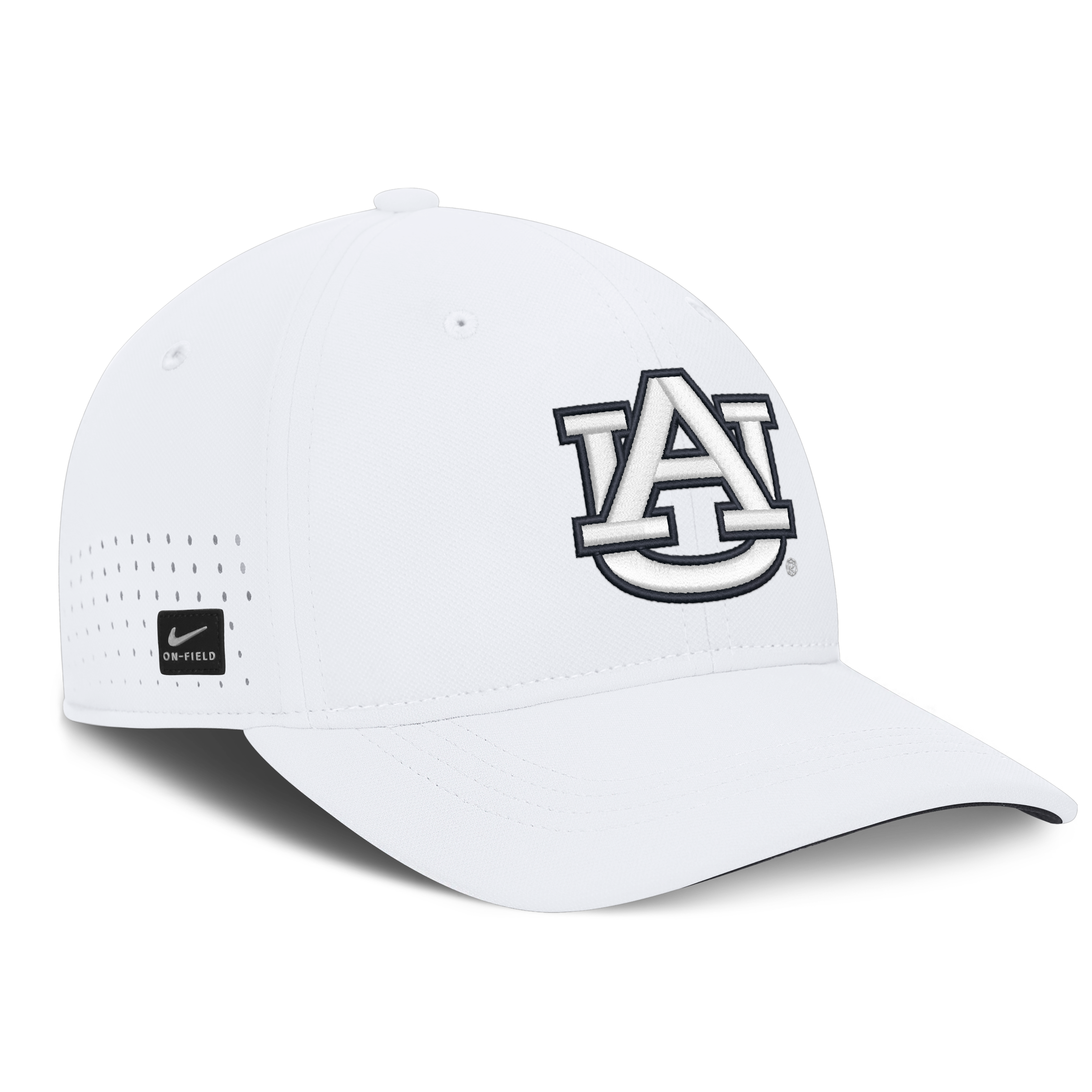 Casquette Nike blanche Auburn Tigers 2026 Sideline Practice AeroBill SwooshFlex Dri-FIT pour homme